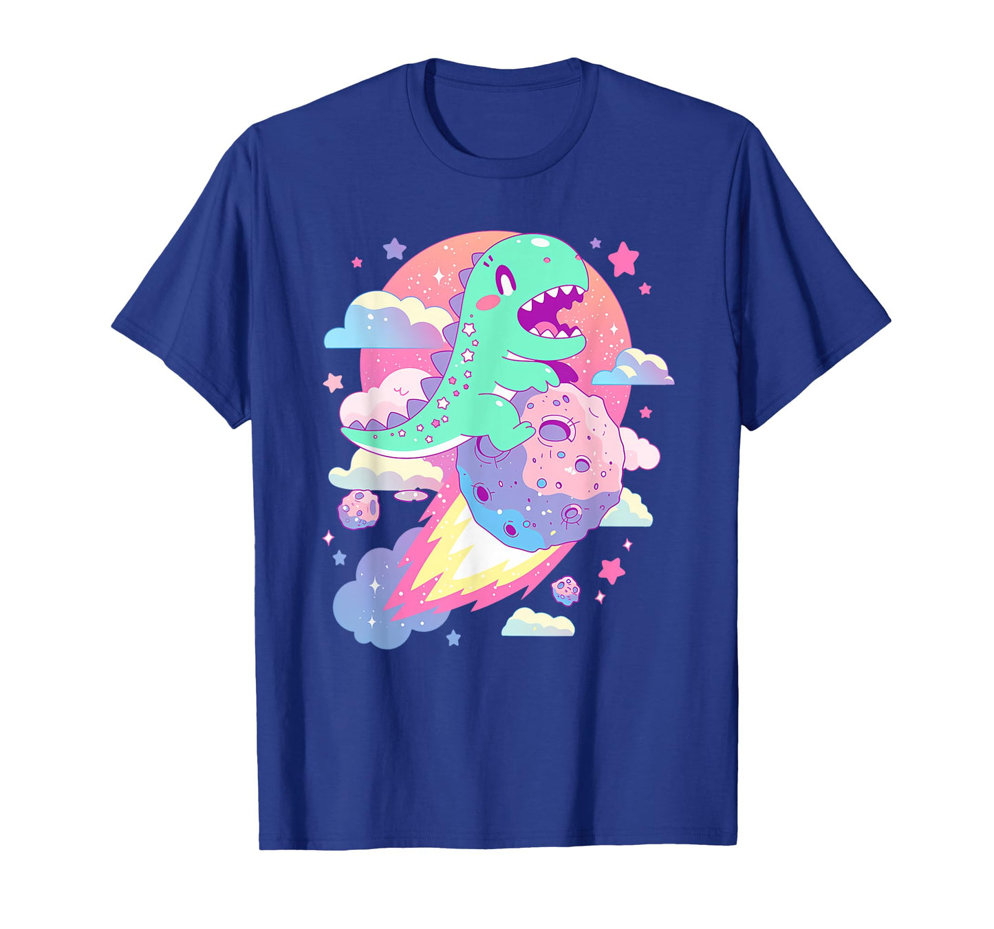 Kawaii Pastel Goth Creepy Cute Chibi Dinosaur on a Comet T-Shirt