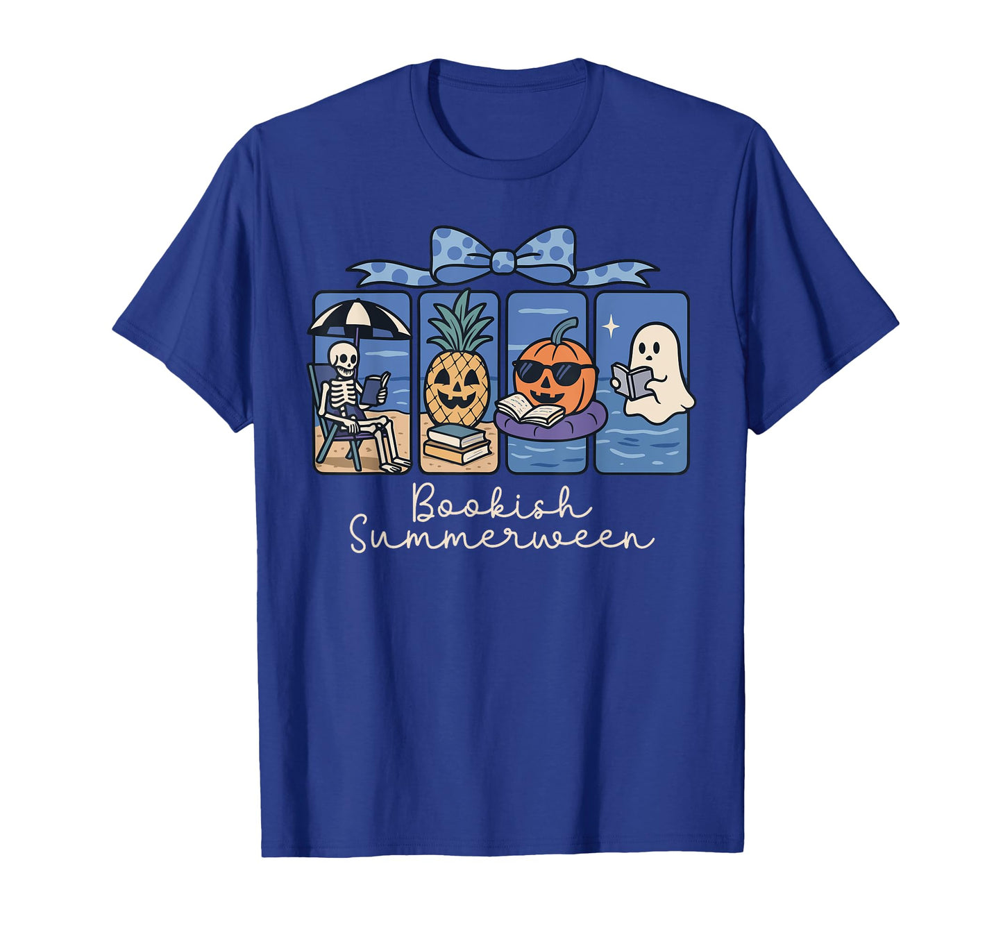 Summerween Bookish, Summer Halloween Beach Vibes, Cute Ghost T-Shirt