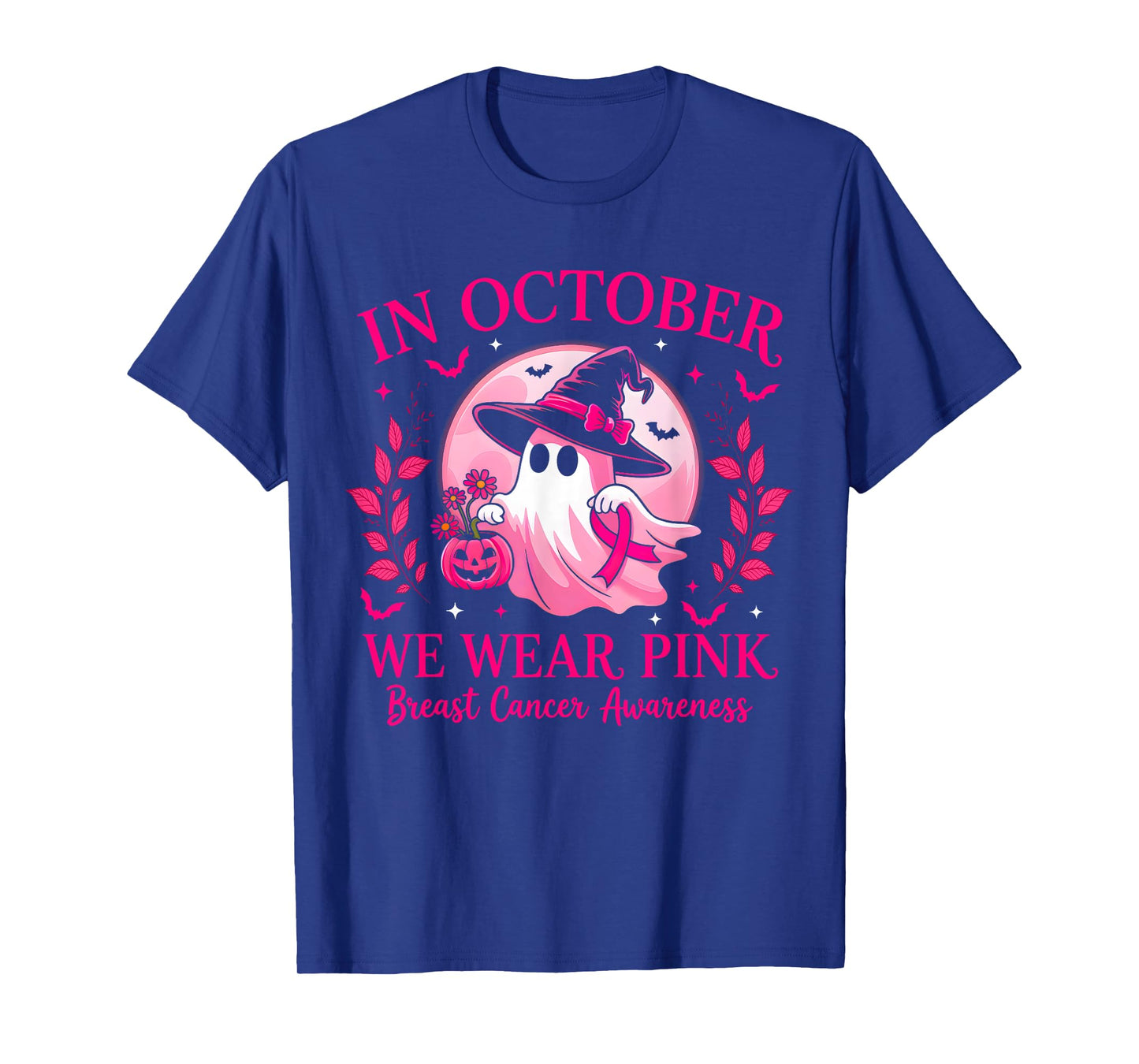 In October We Wear Pink Shirt Ghost Halloween Breast Cancer T-Shirt