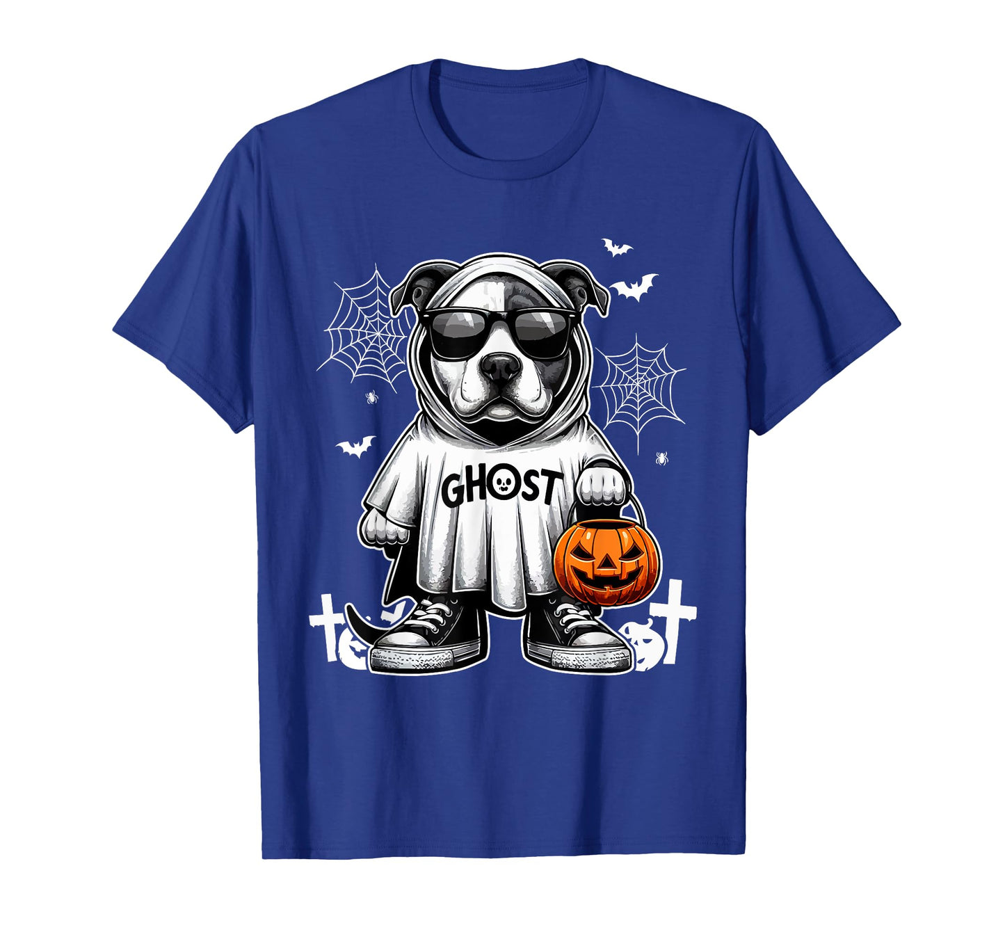 Ghost Halloween Pit Bull Sunglasses Cosplay Boo Ghost Lover T-Shirt