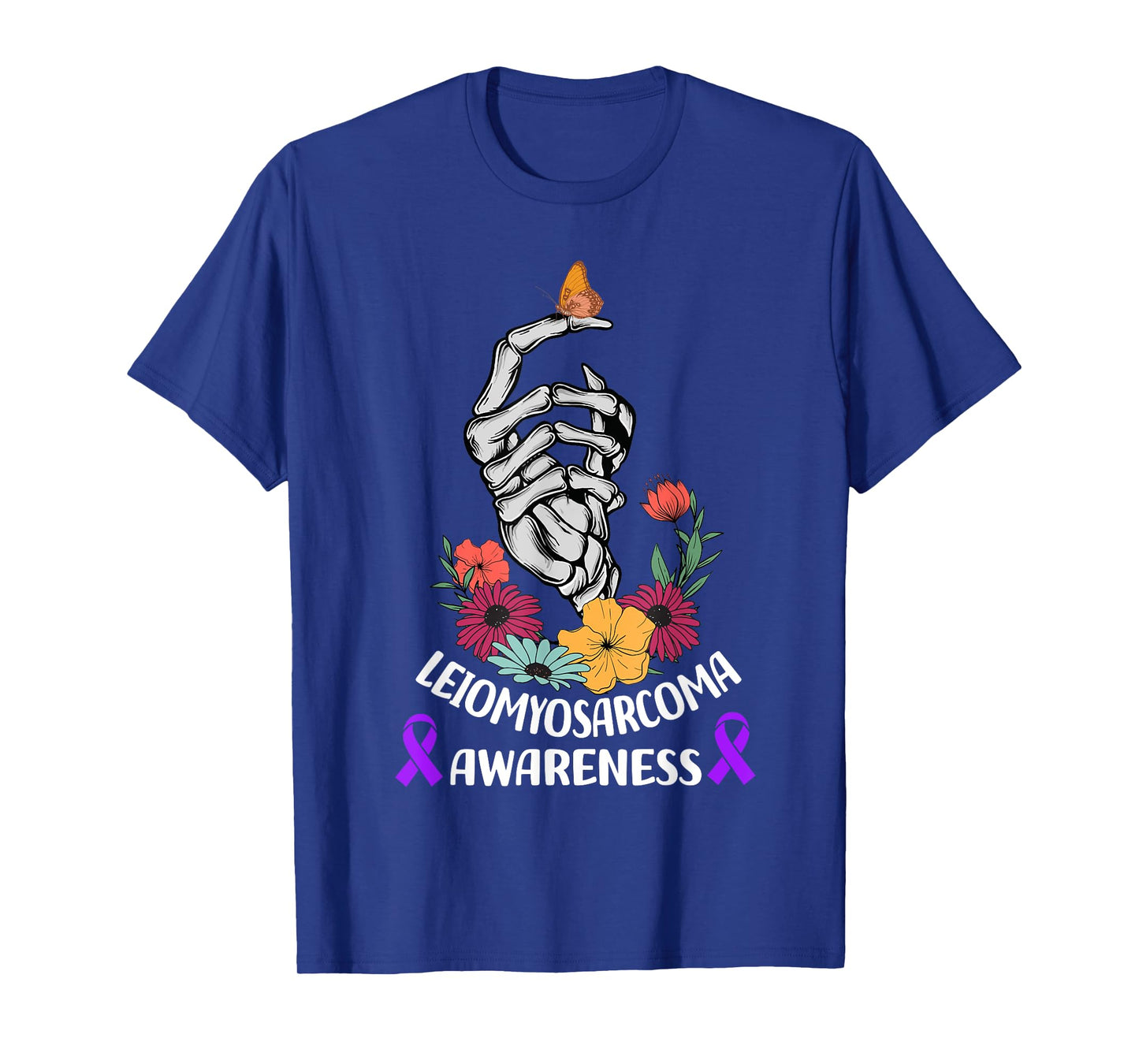 leiomyosarcoma Awareness Halloween Skeleton Hand T-Shirt