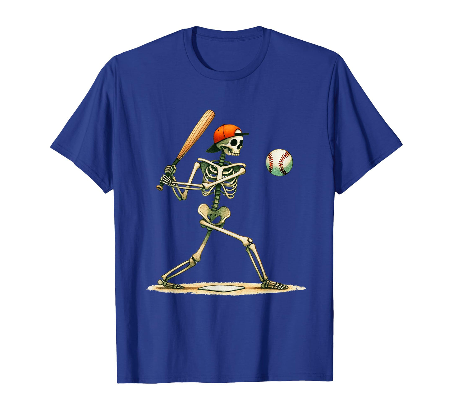 Funny Skeleton Batting Baseball Halloween Boys Men Kids T-Shirt