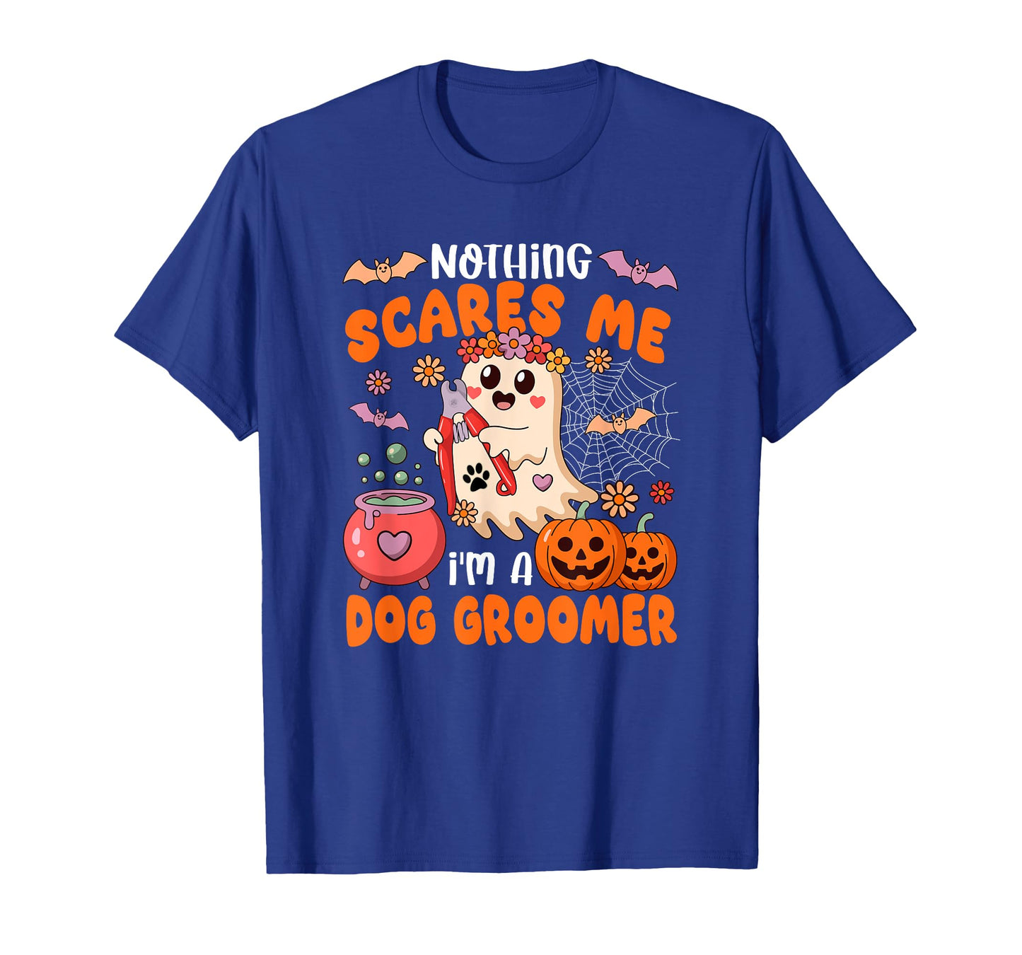 Nothing Scares Proud I'm A Dog Groomer Halloween Boo Floral T-Shirt