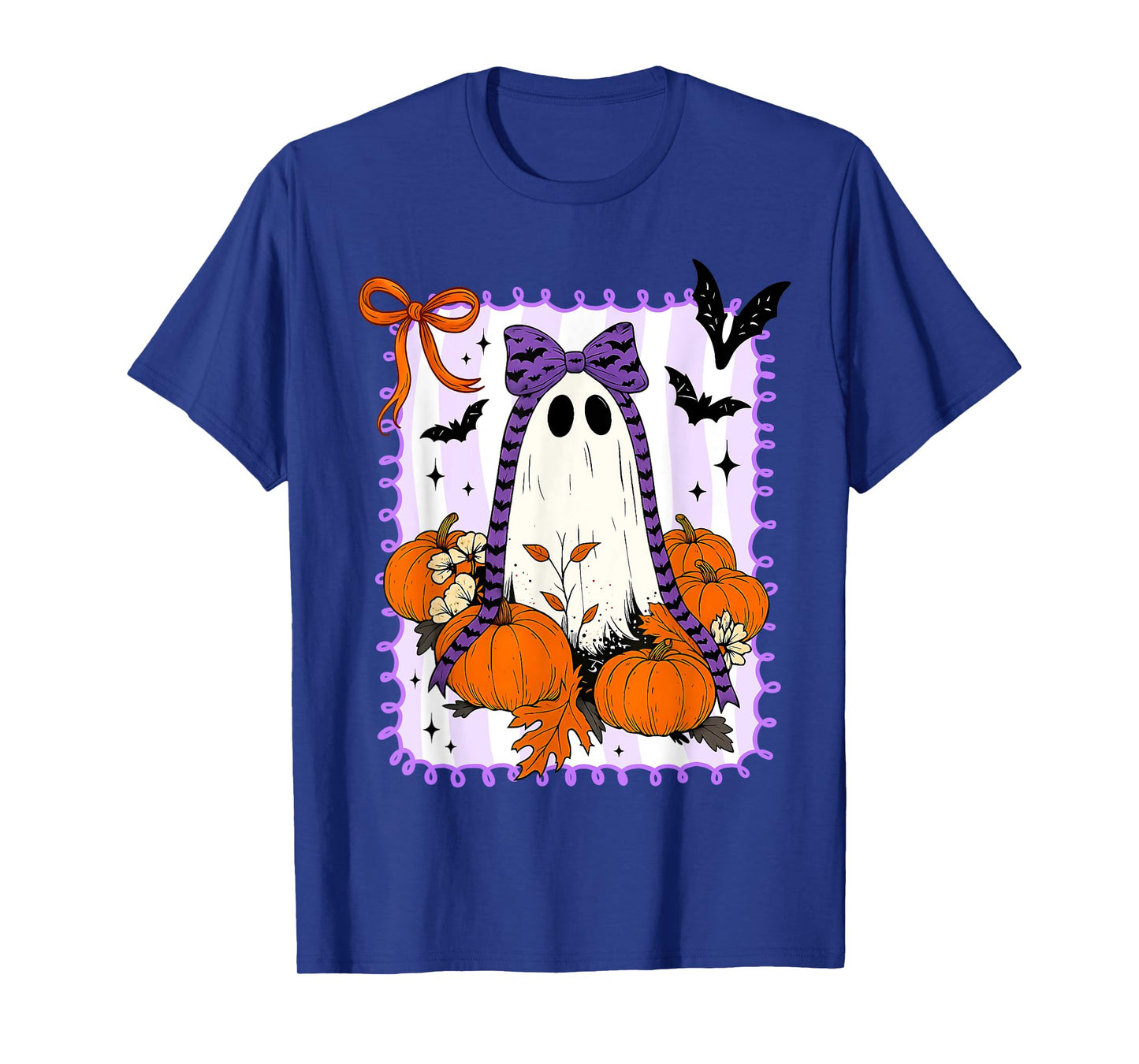 Spooky Vibes Retro Ghost Coquette Bow Halloween Women Girls T-Shirt
