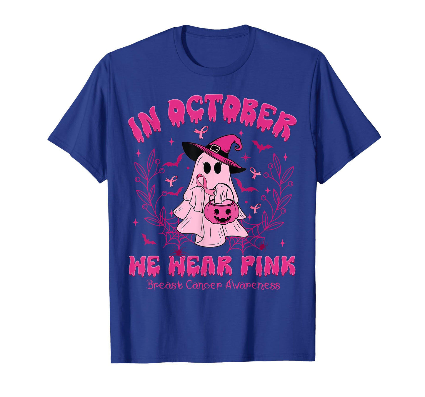 In October We Wear Pink Breast Cancer Awareness Halloween T-Shirt