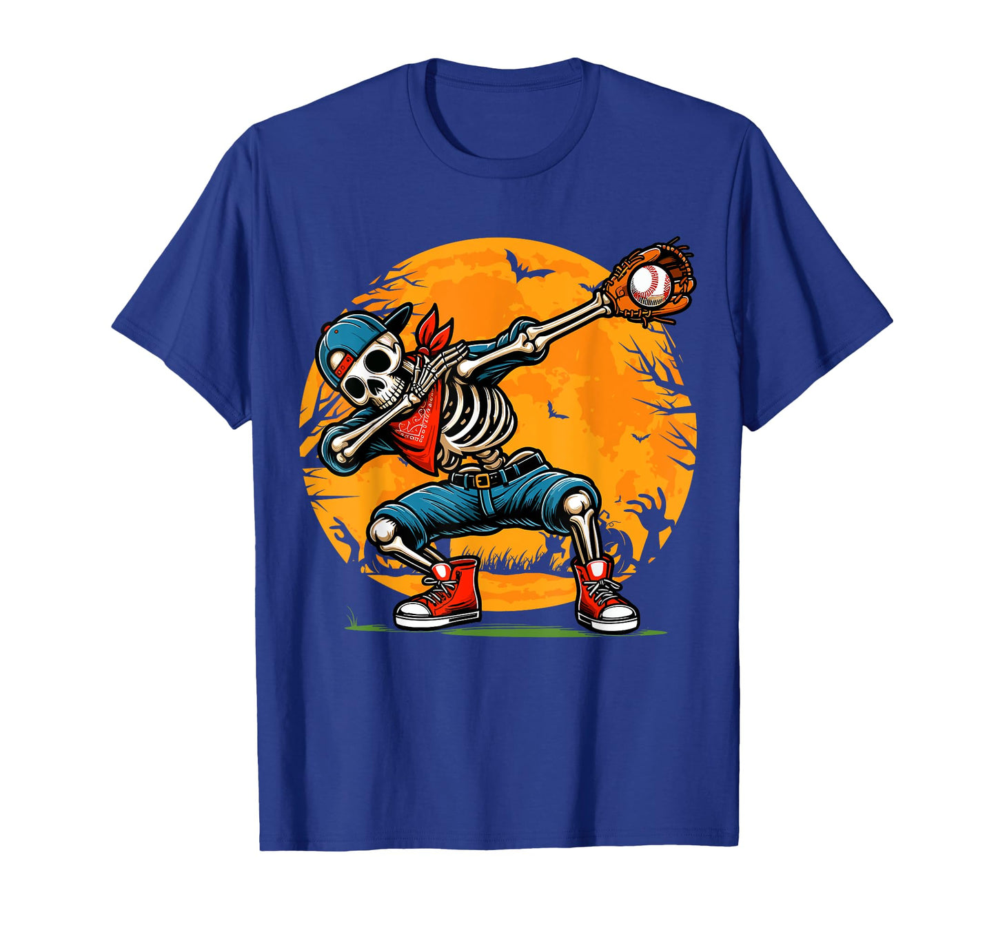Dabbing Skeleton Baseball Halloween Spooky Baseball Player T-Shirt