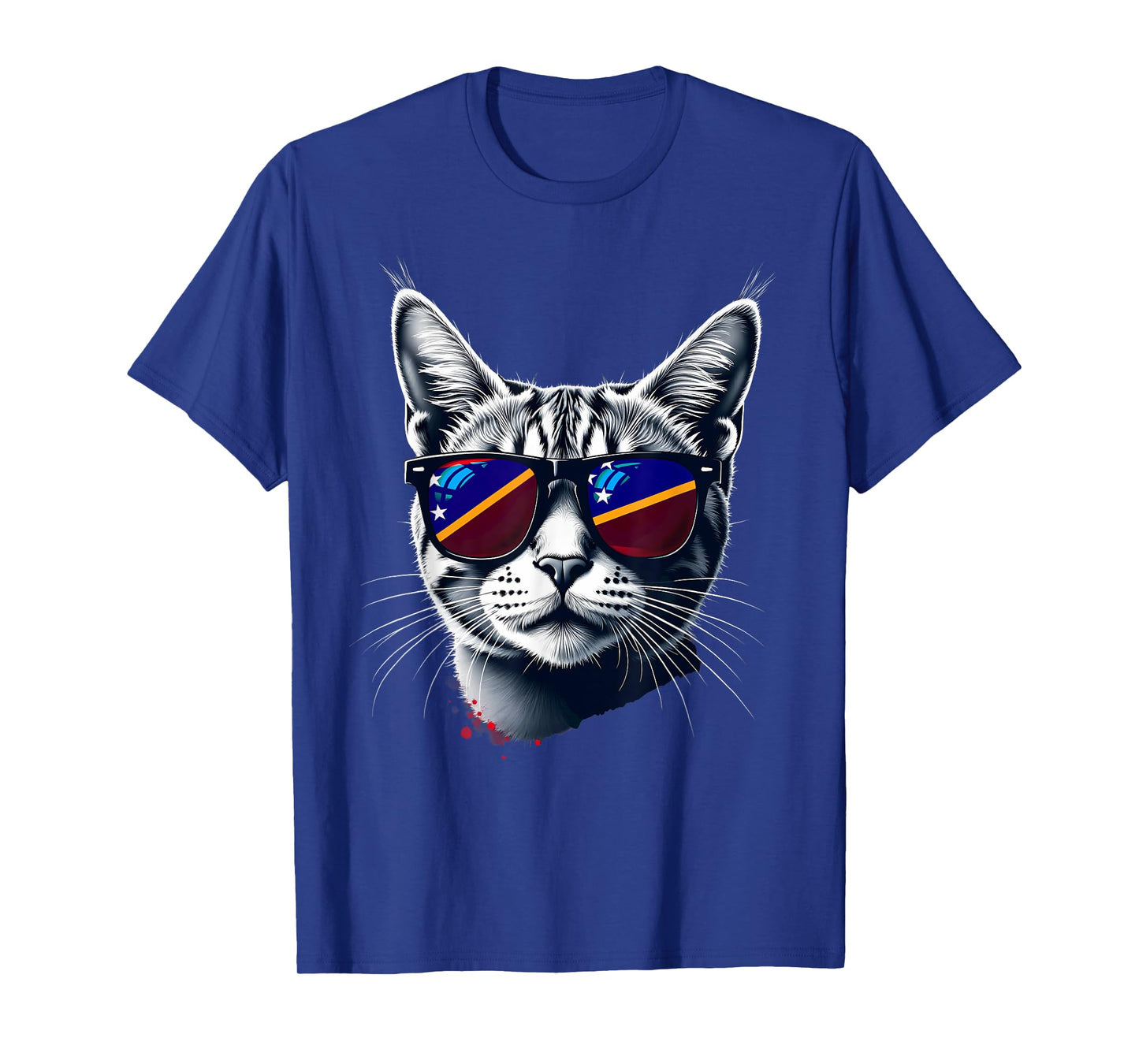 Patriotic Solomon Islands Tabby Cat Soloman Islander Flag T-Shirt