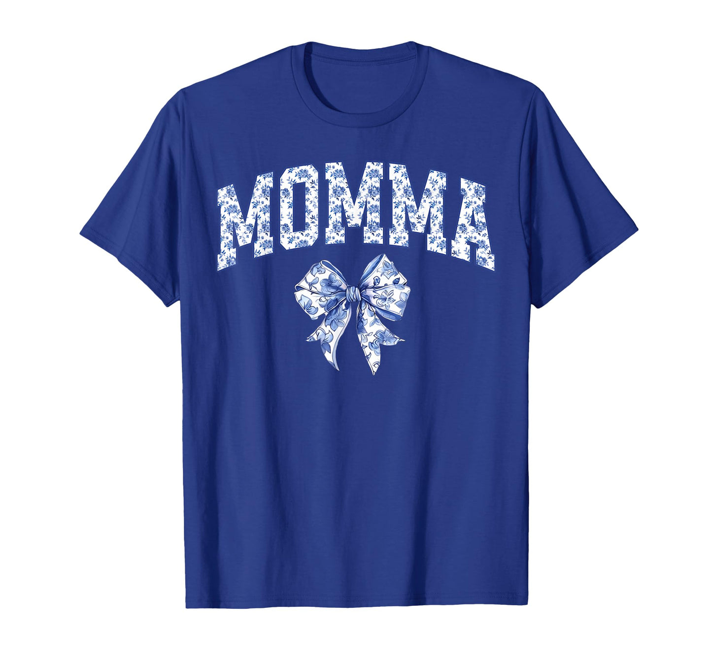Momma Coquette Toile Blue Bow Floral Family Matching T-Shirt