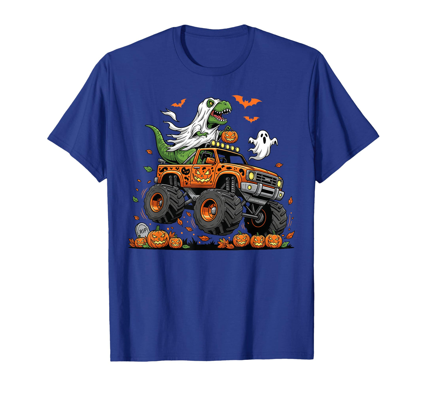 Dinosaur T-rex Riding Monster Truck Halloween Men Boy Kid T-Shirt