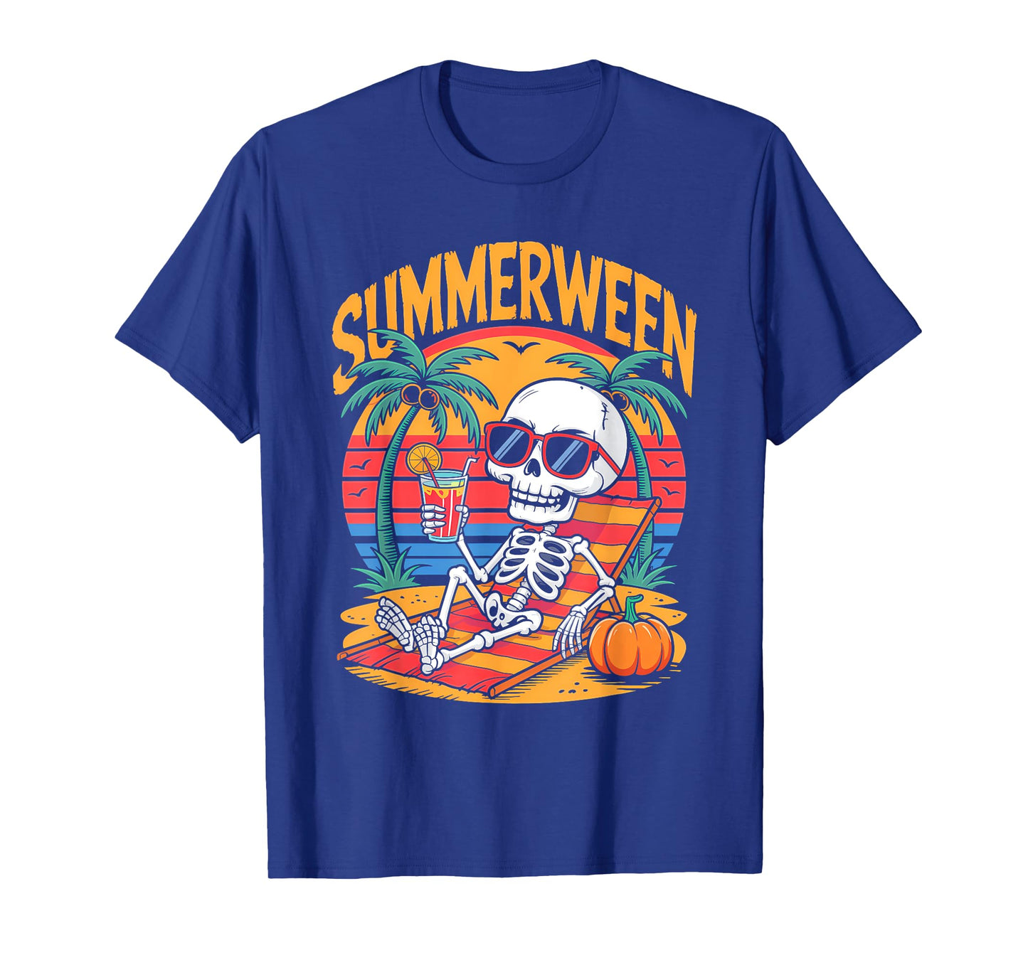 Cute Summerween Ghost Funny Beach Halloween T-Shirt