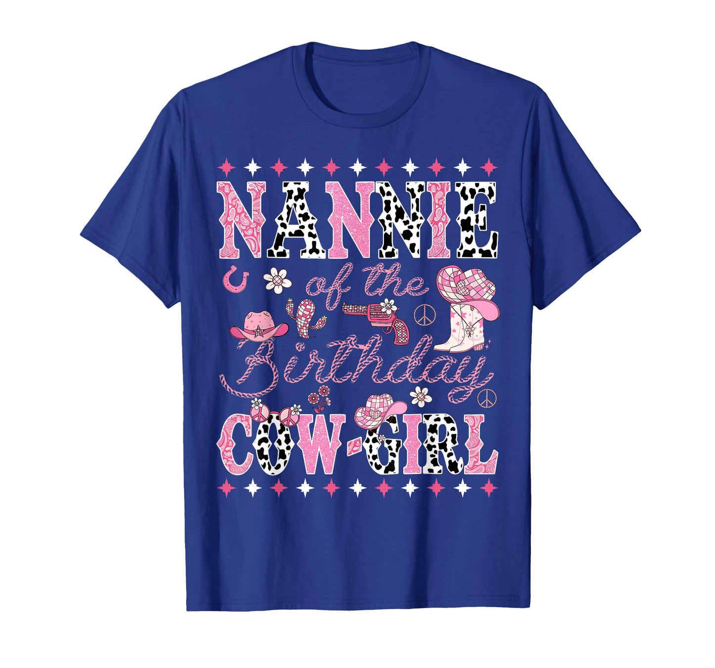 Nannie Of The Birthday Cow Girl Pink Rodeo Nannie T-Shirt