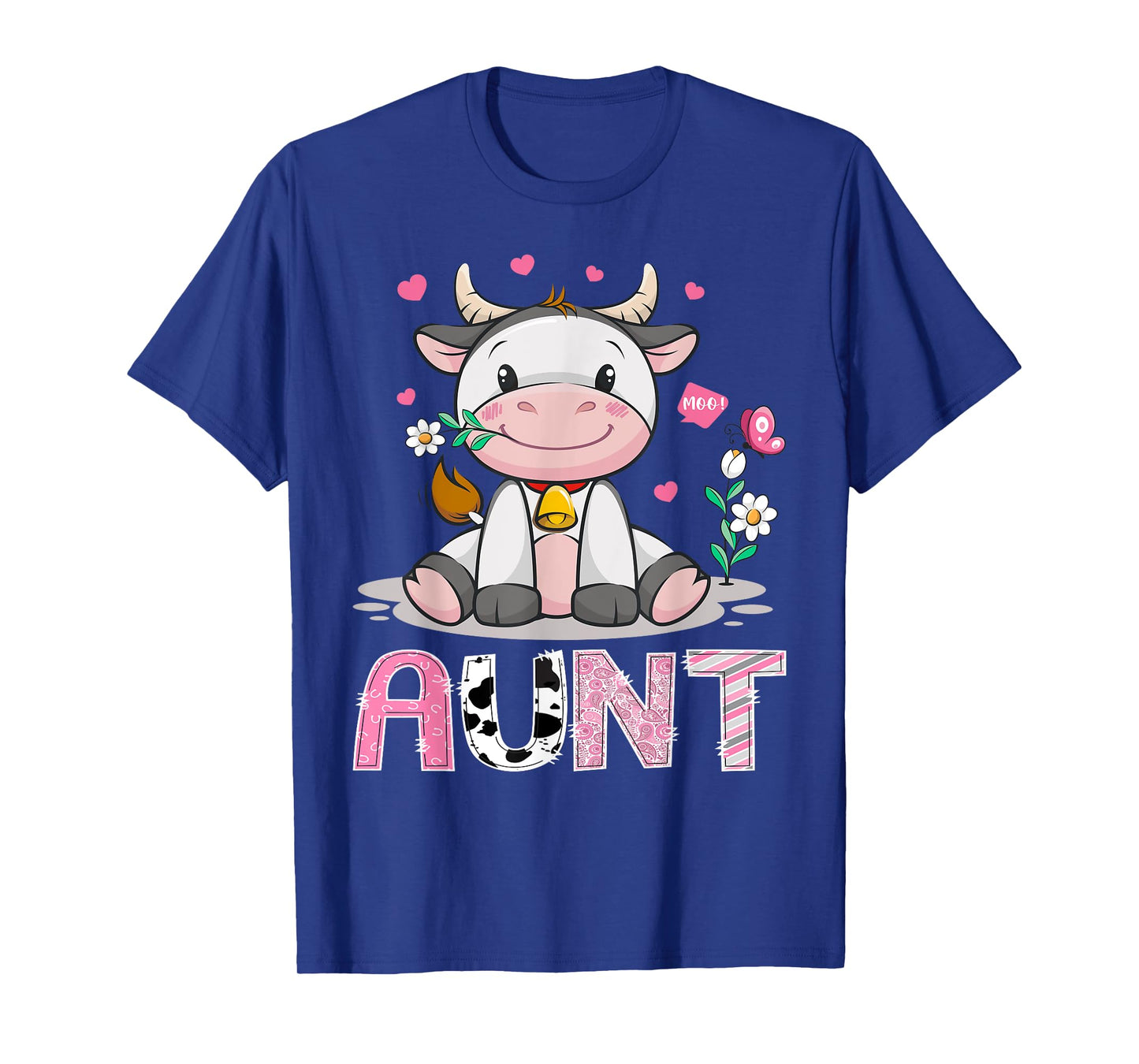 Aunt Cute Cow Moo Farmer Birthday Family Matching T-Shirt