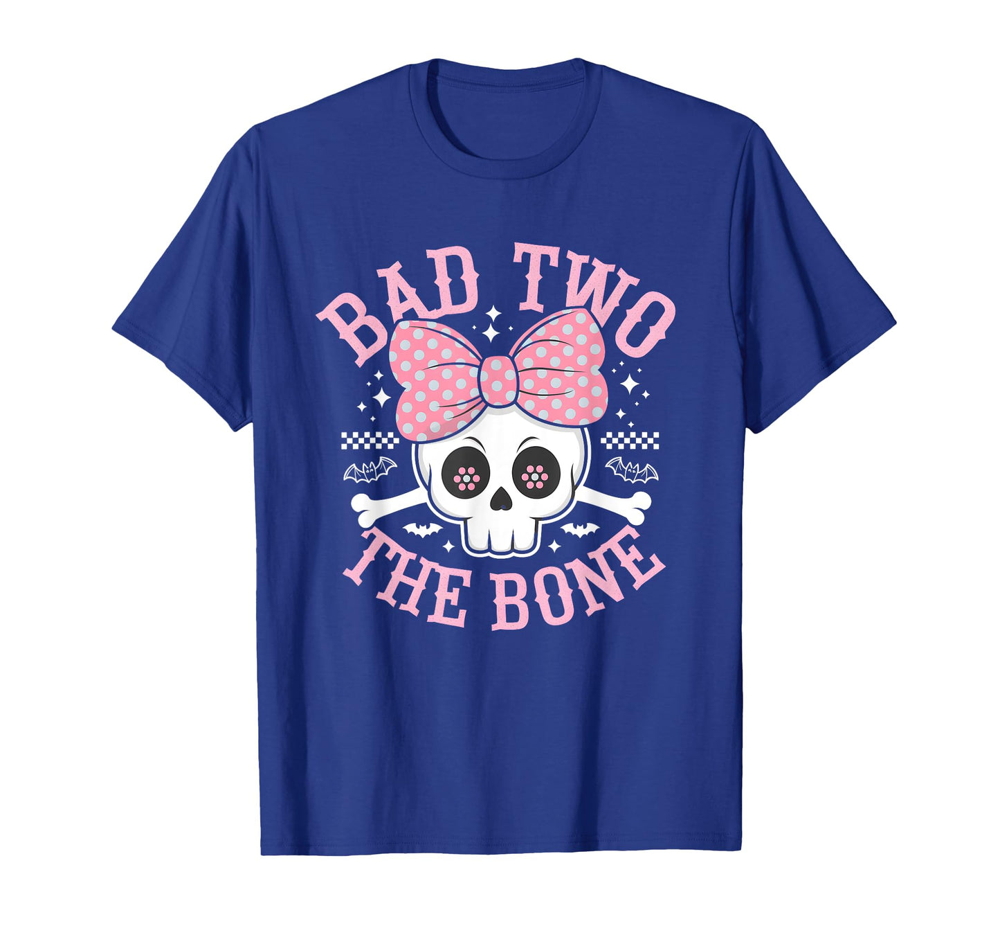 Bad Two The Bone Skull with Pink Bow for Halloween T-Shirt