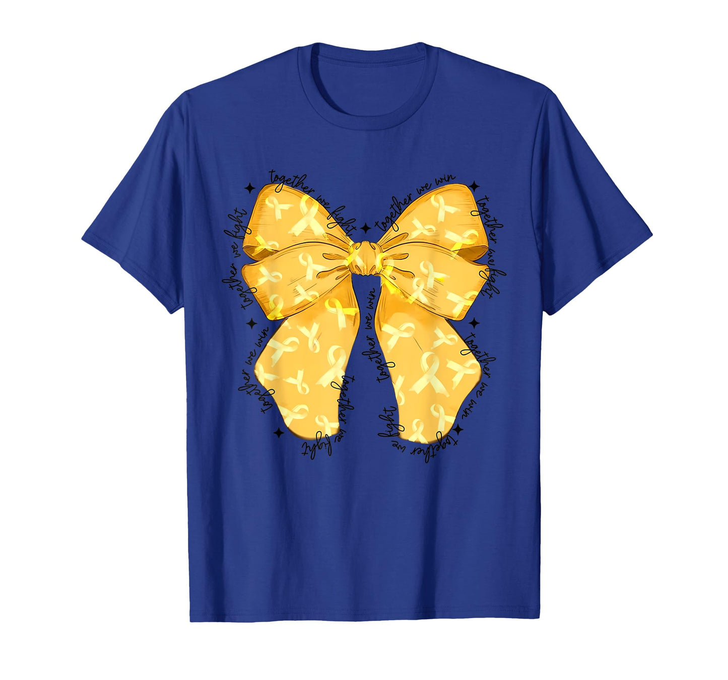 Cute Coquette Bow Together We Fight We Win Childhood Cancer T-Shirt
