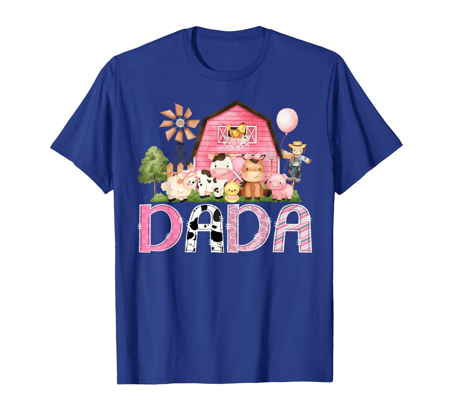 Dada Pink Farm Cow Birthday Girl Matching Family T-Shirt