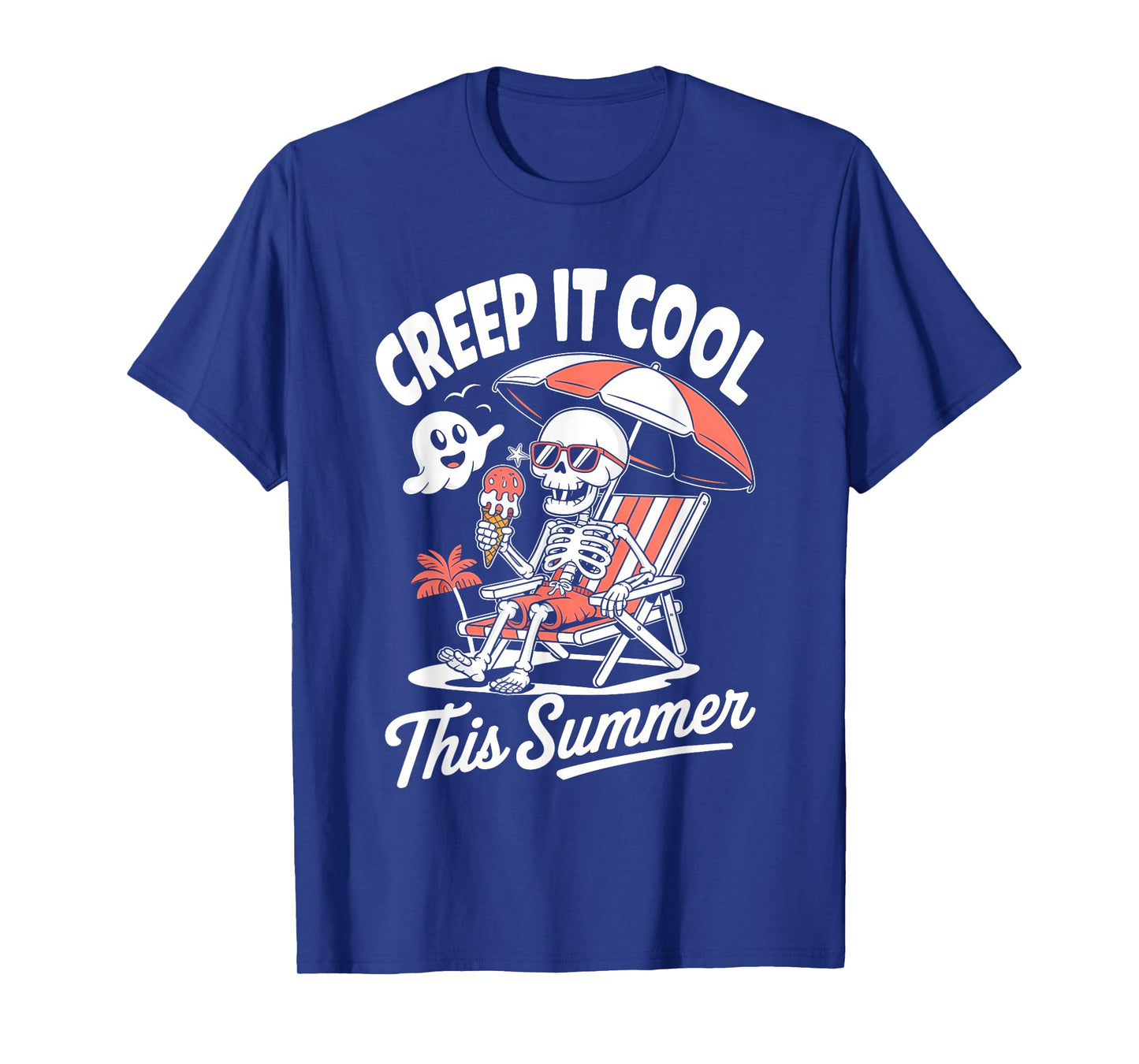 Cute Summerween Ghost Funny Beach Halloween T-Shirt