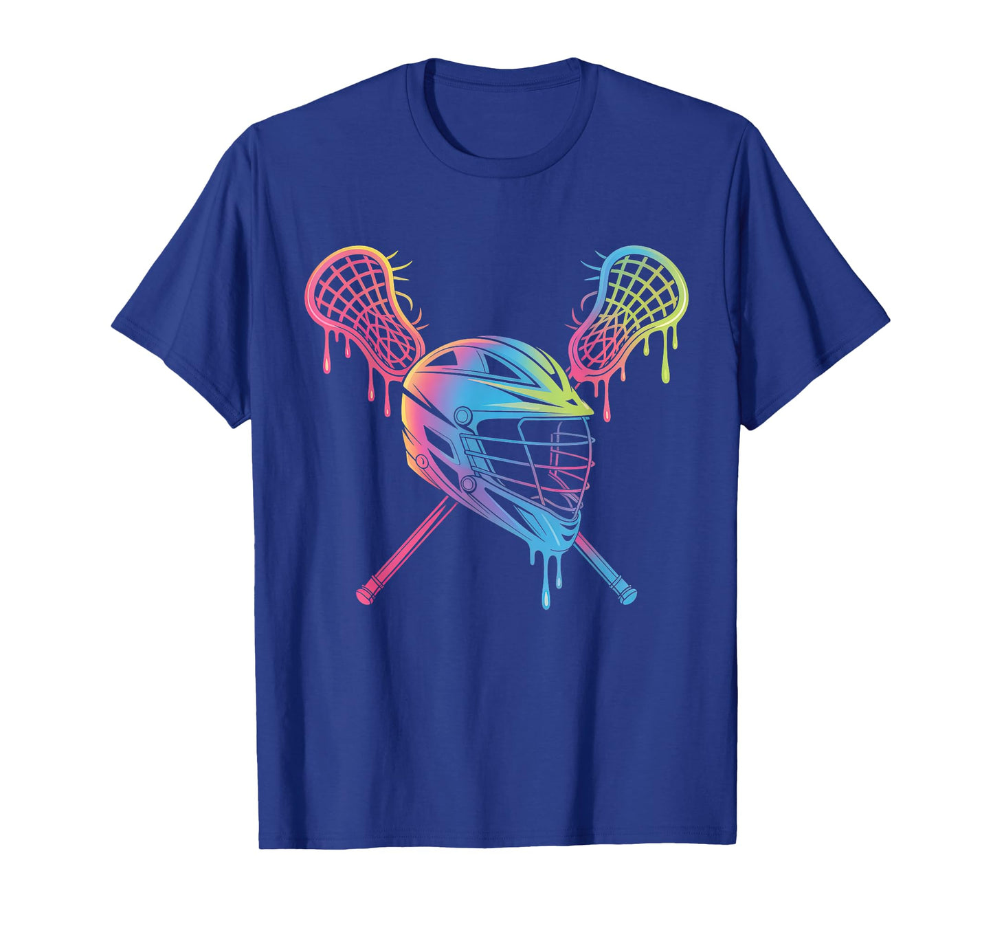 Lacrosse Drip Helmet Lax Sticks Melting Ice Cream Funny Tee T-Shirt