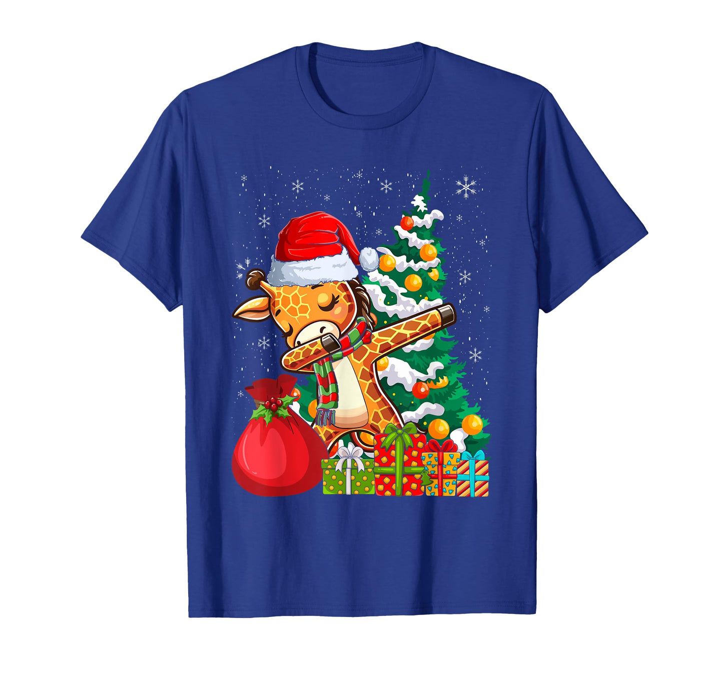 Dabbing Giraffe Santa Christmas Kids Boys Girls T-Shirt