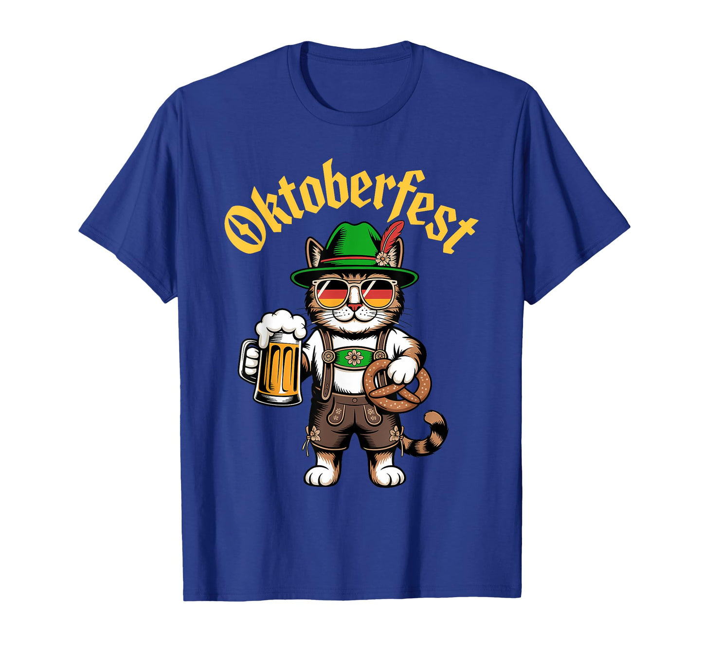 Funny Oktoberfest Cute Cat Pretzel Beer Funny Party Adults T-Shirt
