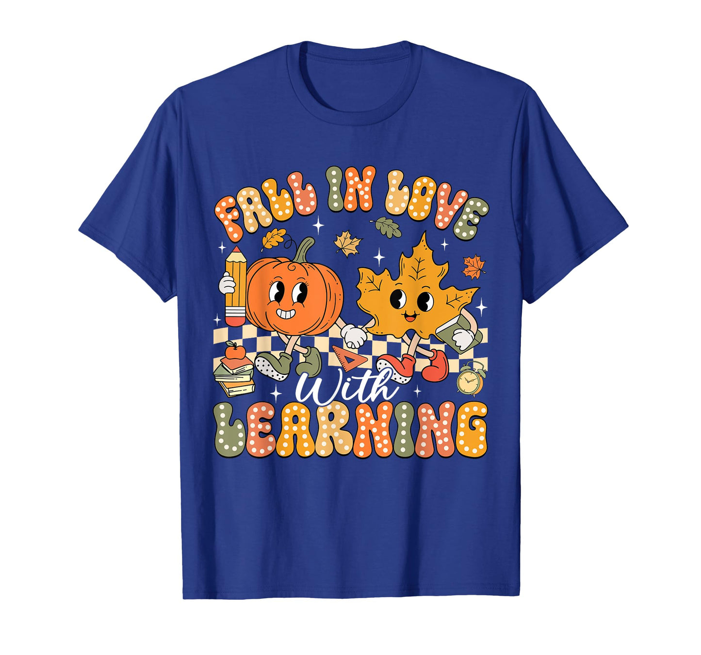 Retro Fall In Love With Learning Autumn Pumpkin Teacher T-Shirt