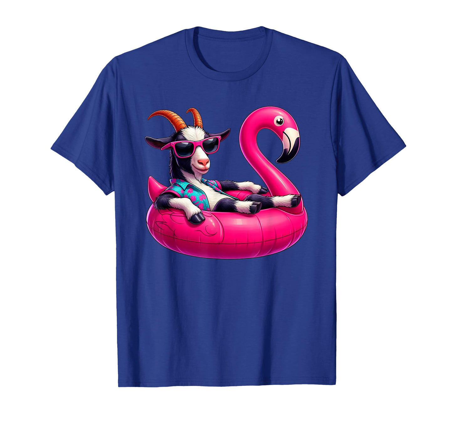 Funny Summer Goat Pink Pool Party Hawaiian Summer Vacation T-Shirt