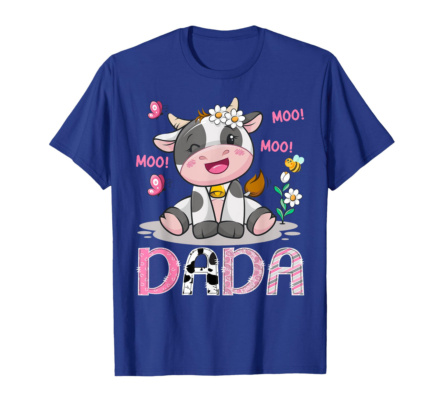 Dada Pink Farm Cute Cow Moo Moo Birthday Girl Matching T-Shirt