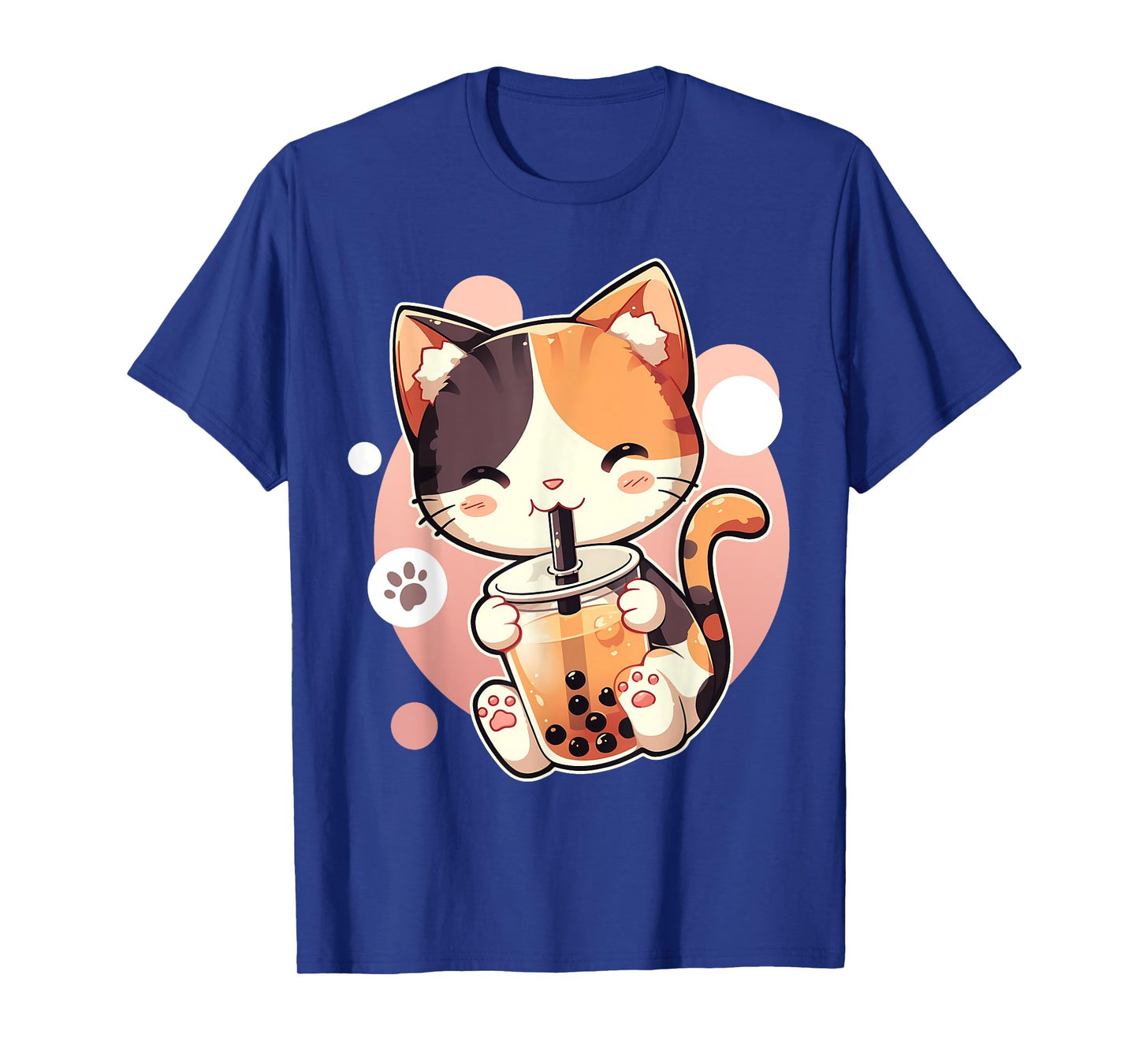Cute Cat Drinking Boba Tea Bubble Tea Anime Kawaii Neko T-Shirt for Men Women Kids