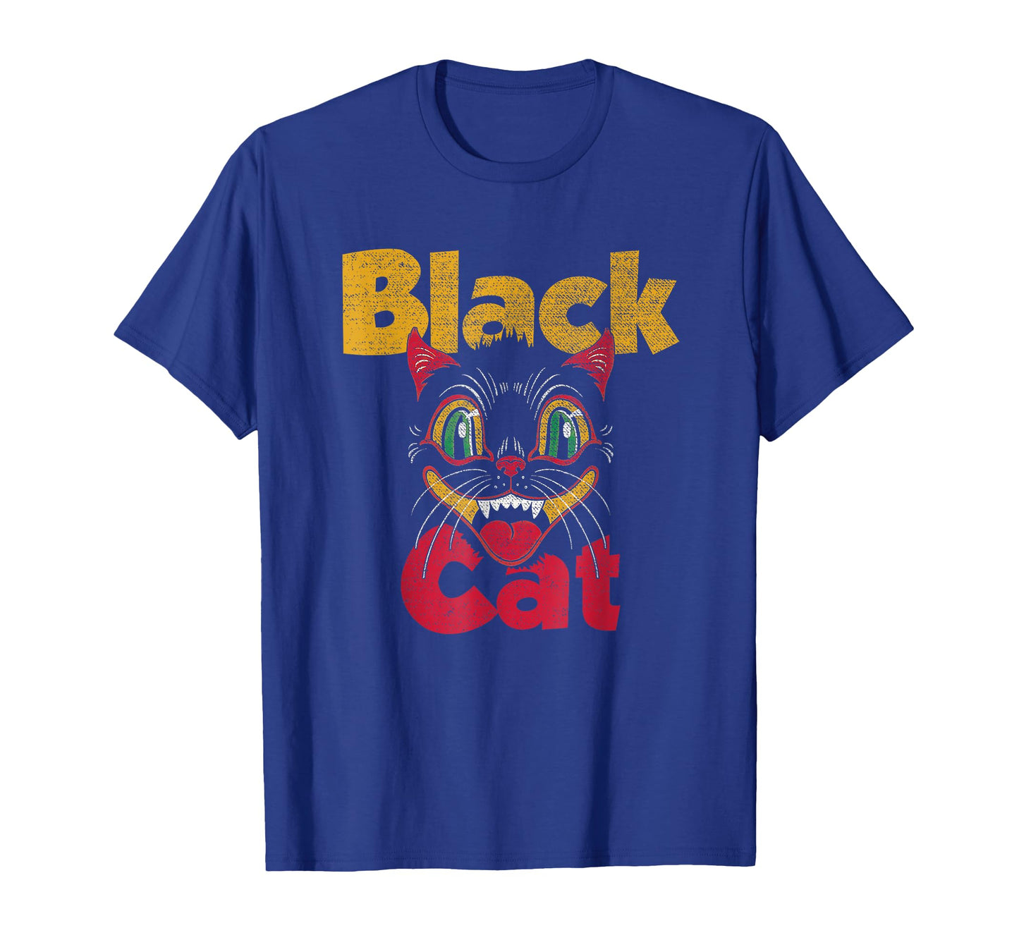 Vintage Halloween Retro Black Cat Retro Fireworks Men Women T-Shirt
