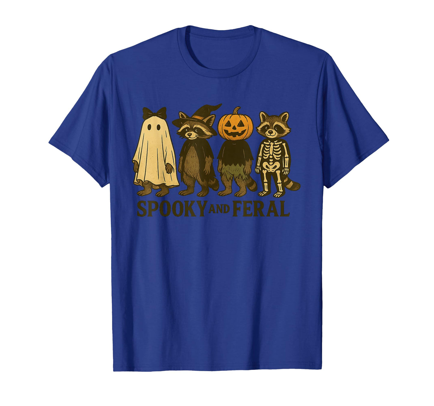 Halloween Raccoon Spooky And Feral Ghost Spooky Season T-Shirt