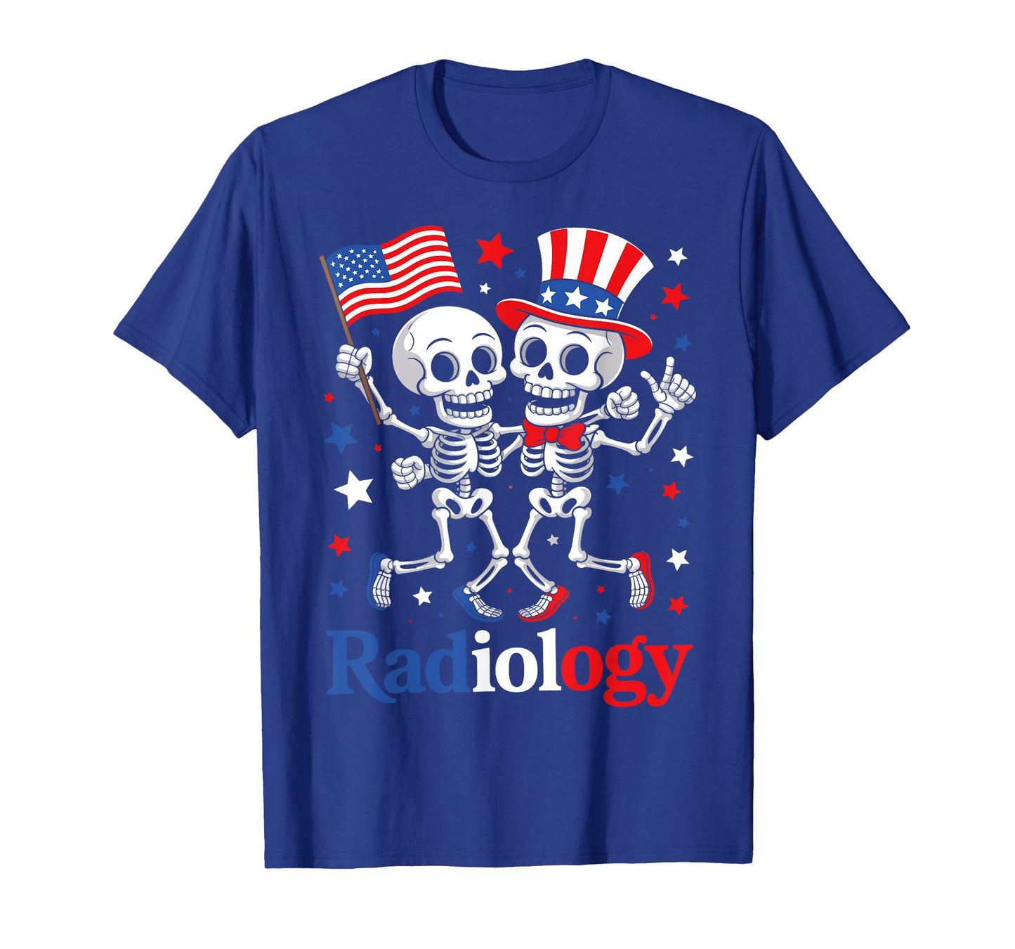 Dancing Skeleton Radiology X-ray Tech Patriotic 4th Of July T-Shirt