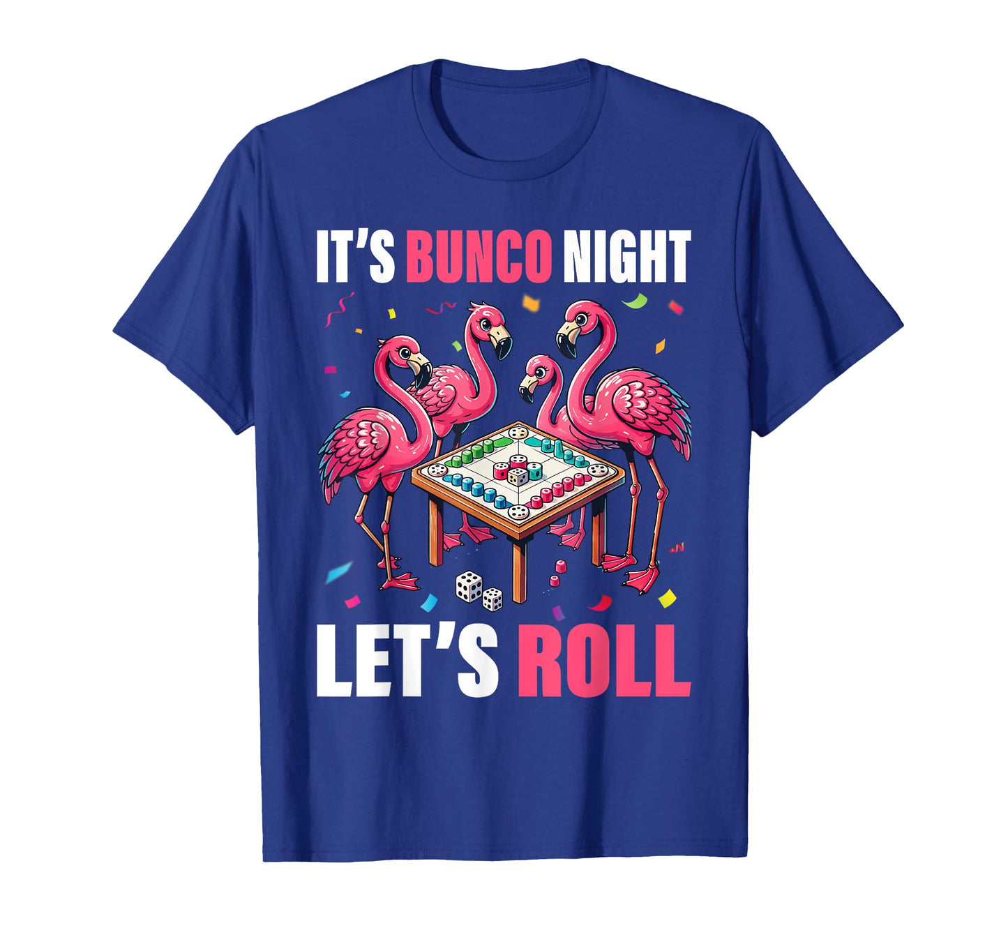 Flamingo Lover Gift Co. Bunco Night Flamingo Bunco Group Unisex-Adults Kids T-Shirt Black Short Sleeve Graphic T-Shirt