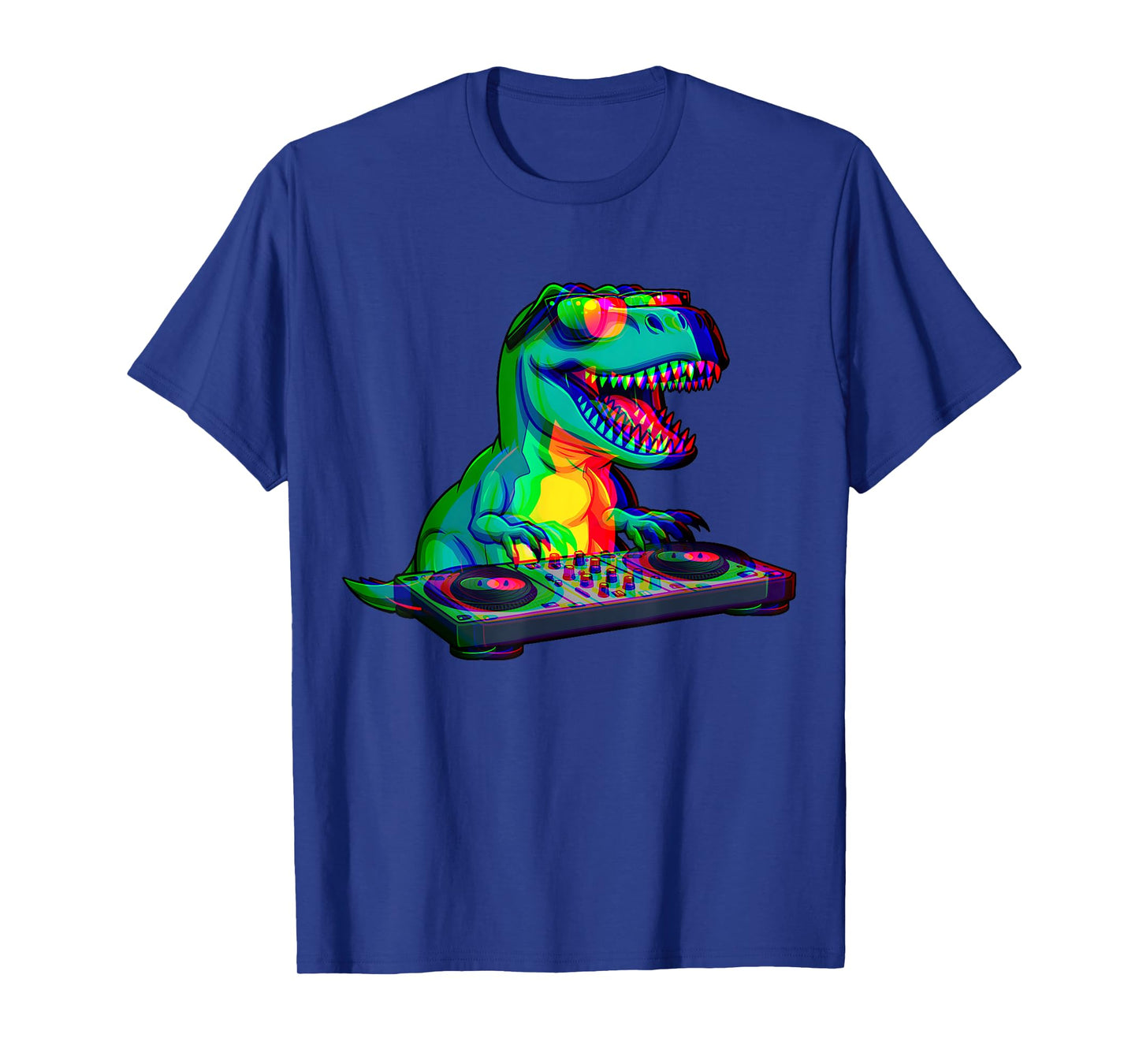 T-Rex DJ Optical Illusion T Rex Dinosaur Dino EDM Dance T-Shirt
