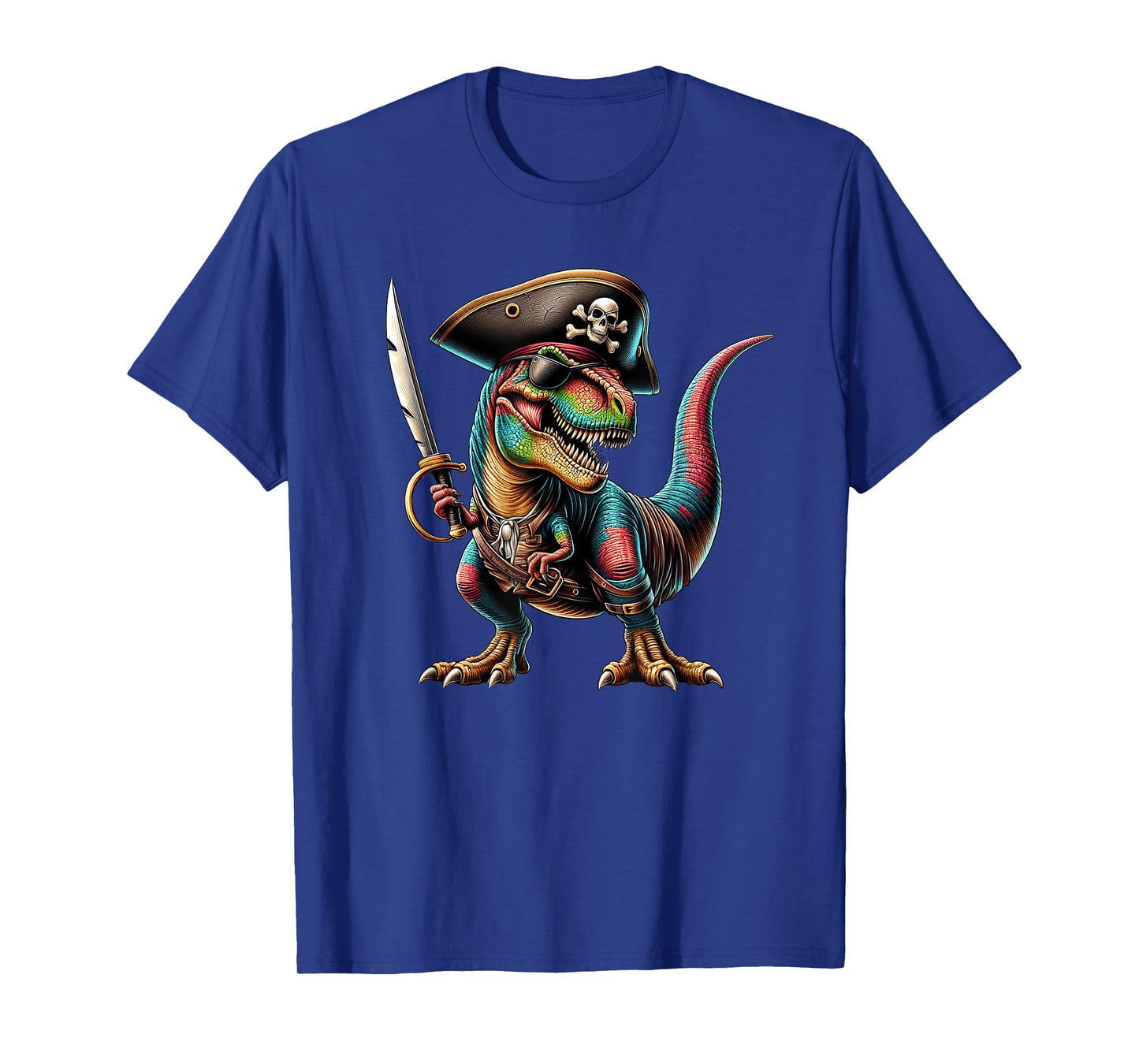 Pirate Dinosaur T-Rex with Sword and Eye Patch Pirate T-Shirt