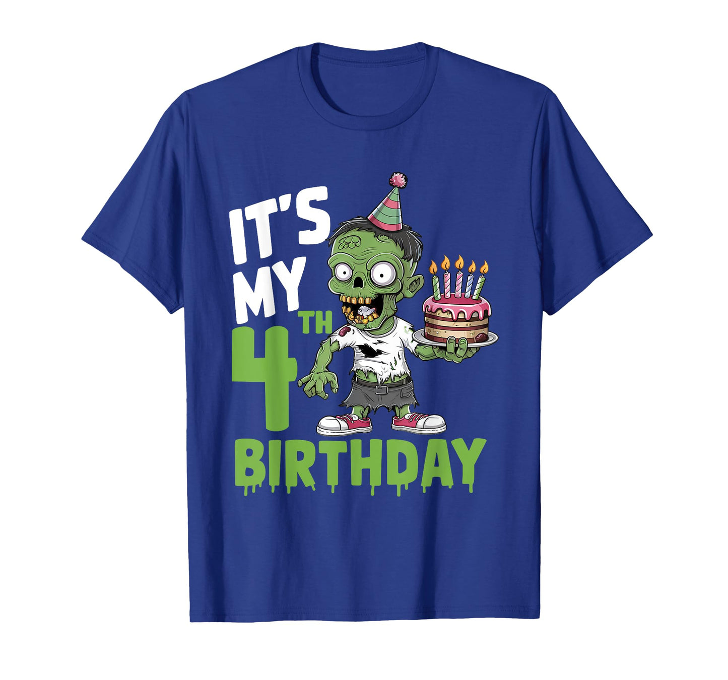4th Birthday 4 Years Old Zombie Lover Halloween Boys Girls T-Shirt