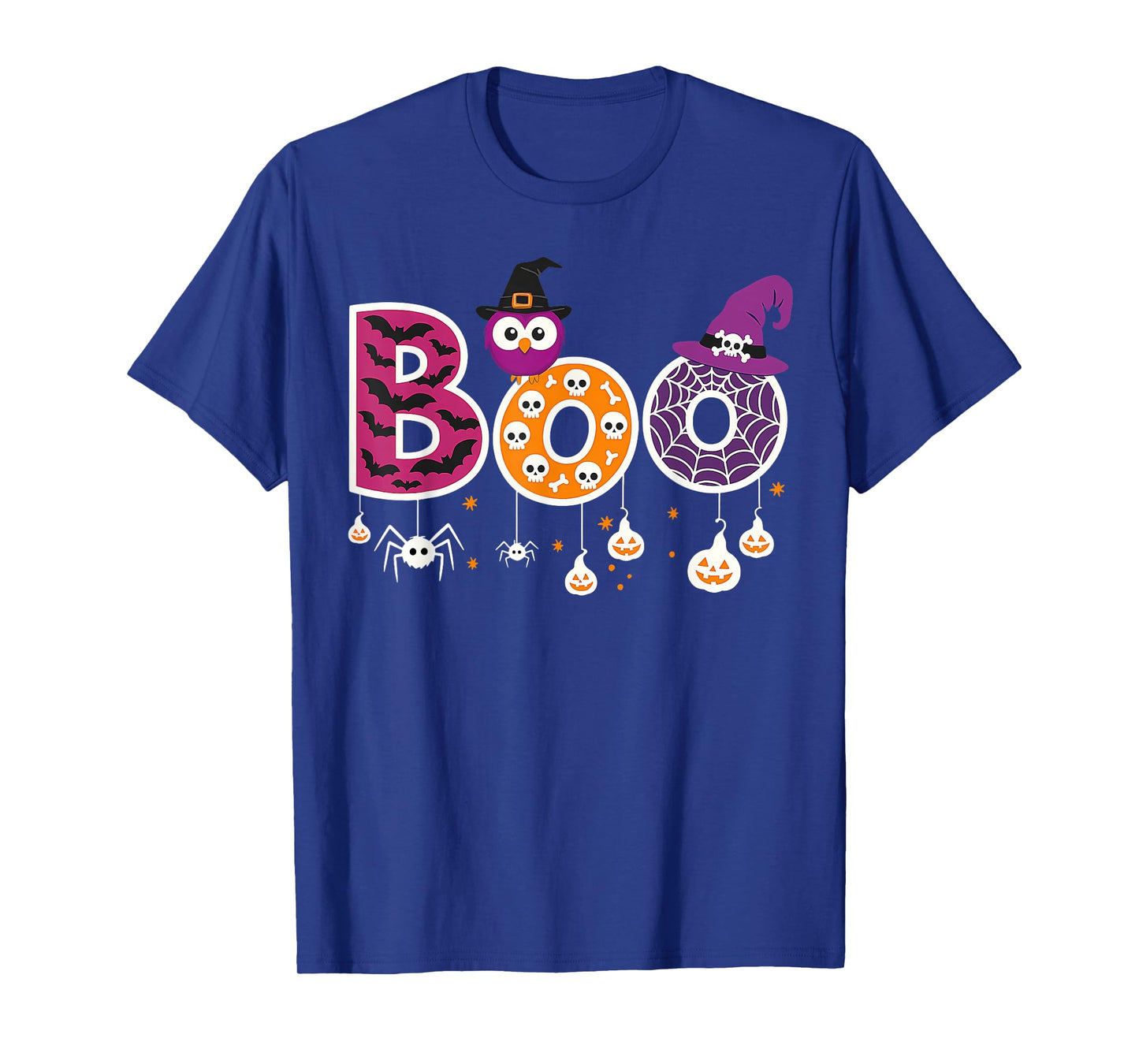 Boo Halloween Costume Spiders Ghosts Pumpkin Witch Hat Funny T-Shirt