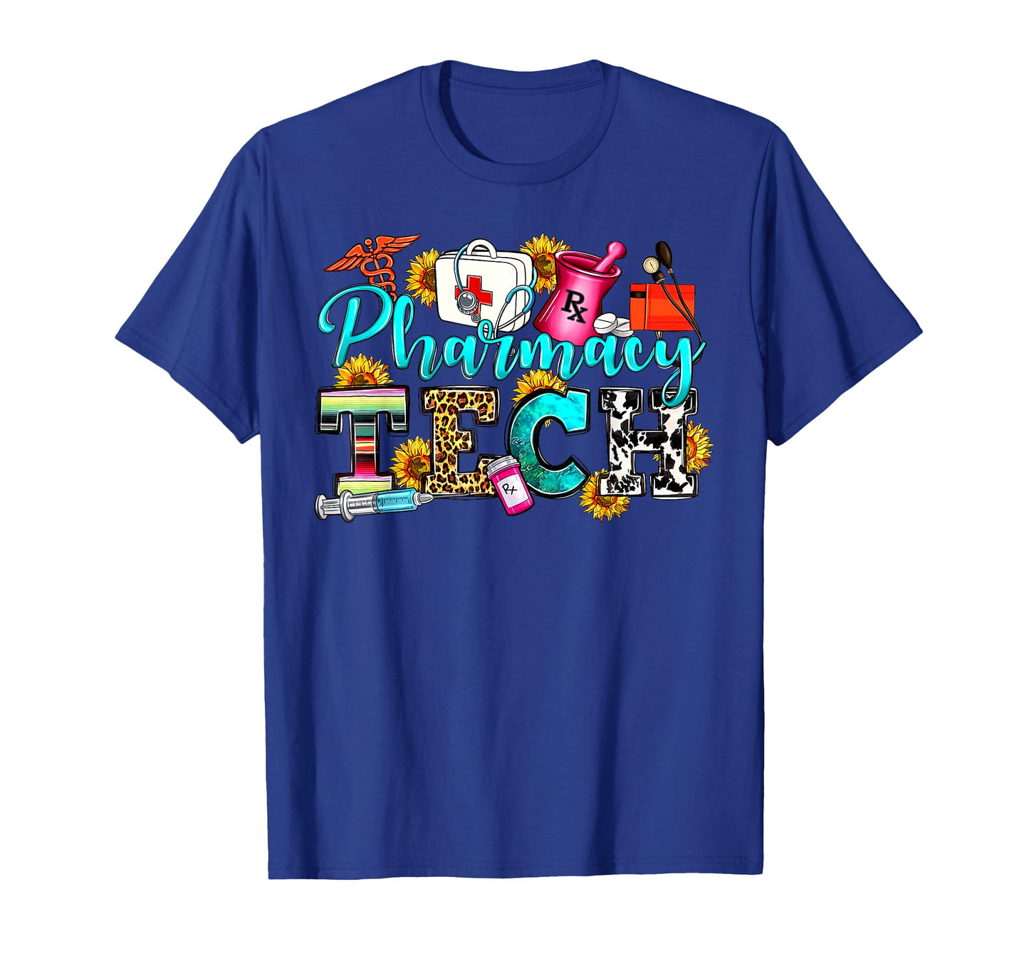 Retro Leopard Pharmacy Tech Pharmacist Certified Pharm Tech T-Shirt