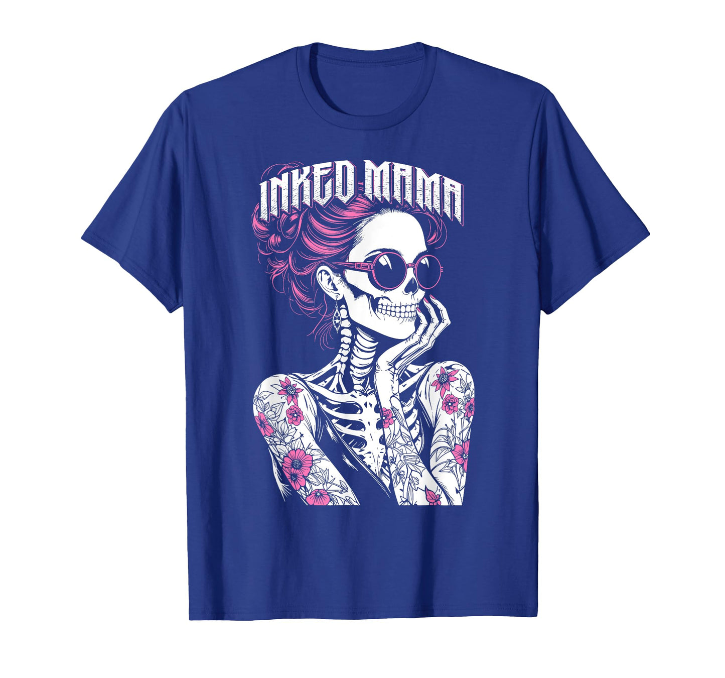Inked Mama Messy Bun Gothic Cute Skeleton Tattoo Mom Ink T-Shirt