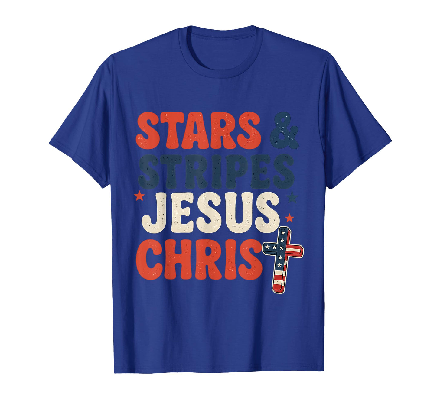 Stars & Stripes Jesus Christ 4th of July Patriotic Retro God T-Shirt