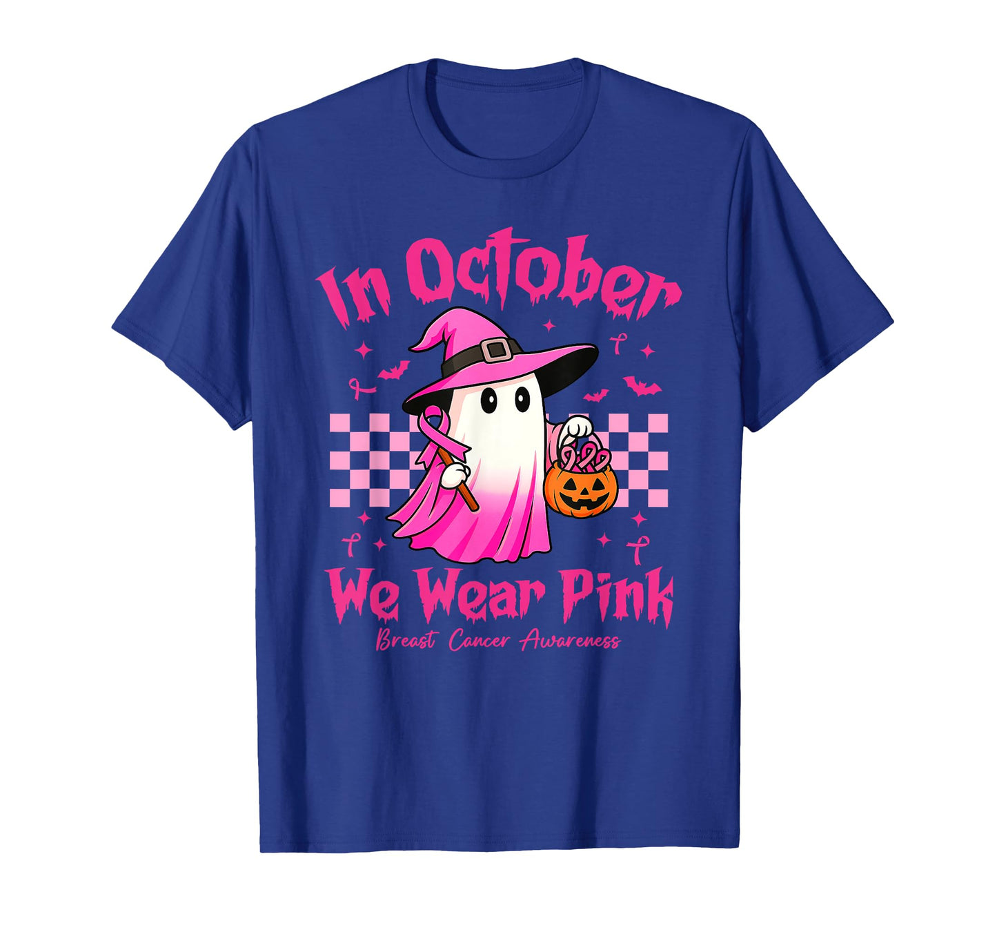 In October We Wear Pink Breast Cancer Awareness Halloween T-Shirt