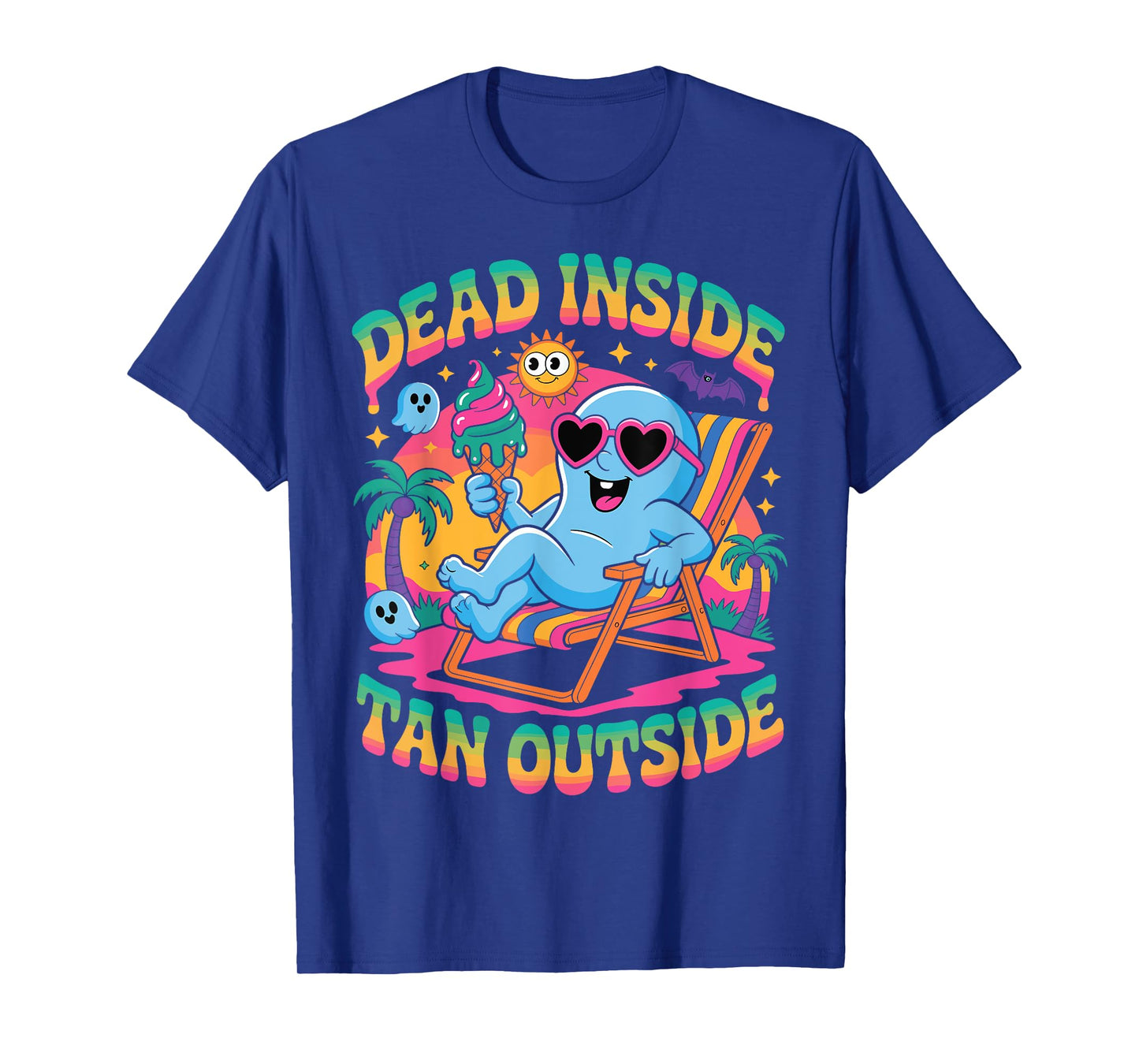 Dead Inside Tan Outside Funny Ghost Summerween T-Shirt