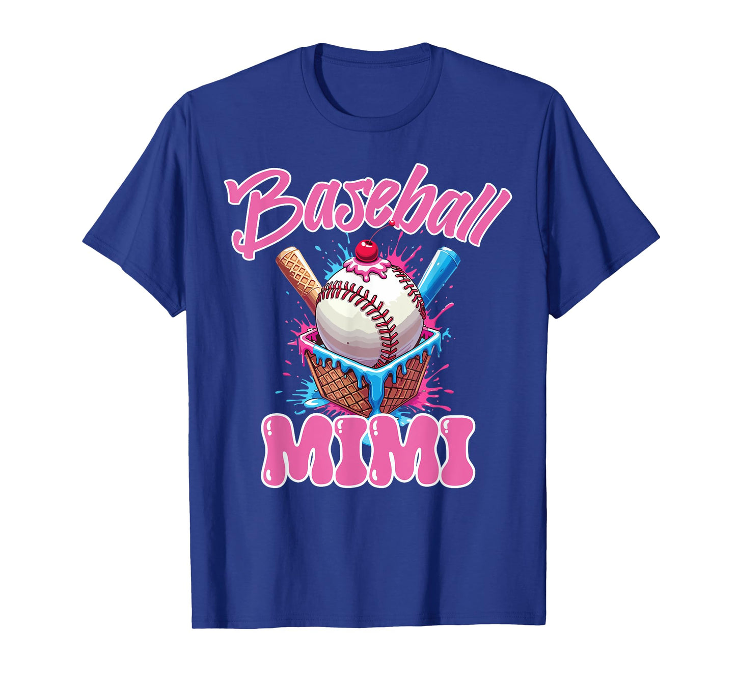 Retro Baseball Mimi Ice Cream Drip Game Day Baseball T-Shirt