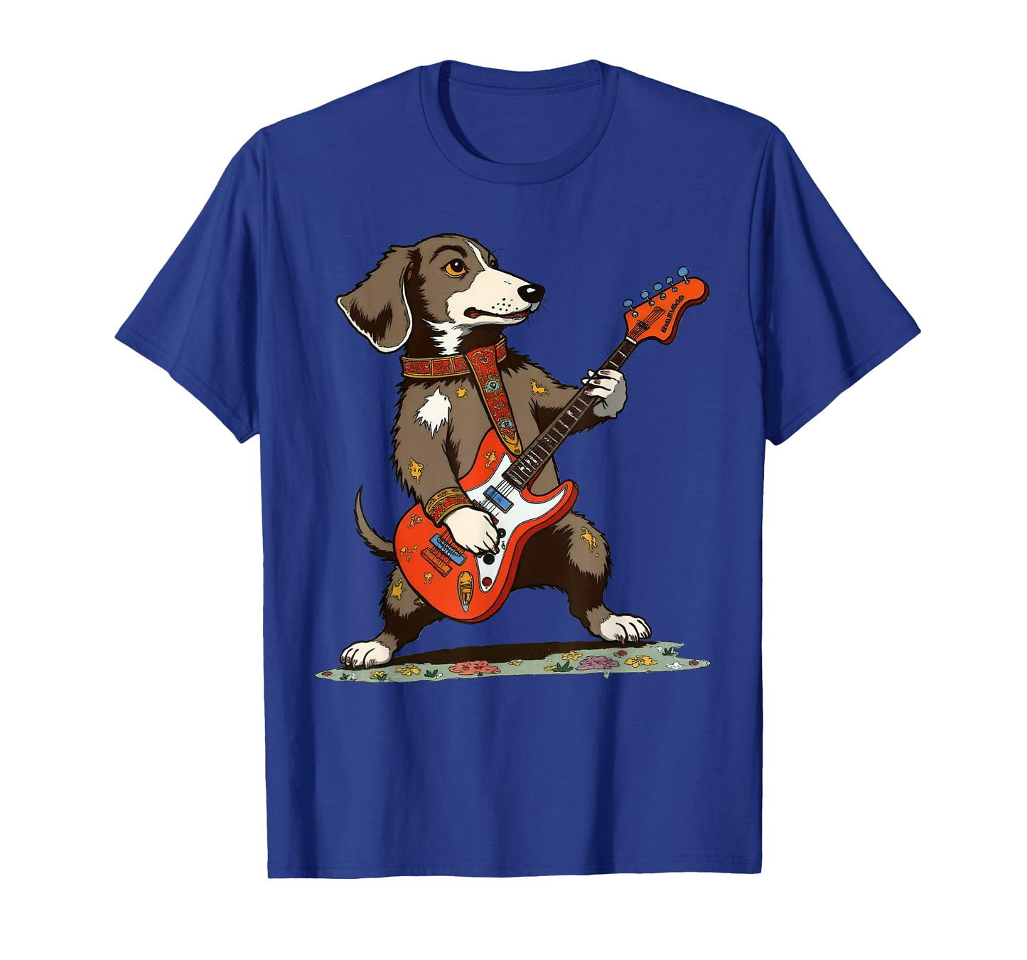 Vintage Dachshund Weenie Playing Guitar Funny Dog Rocker T-Shirt