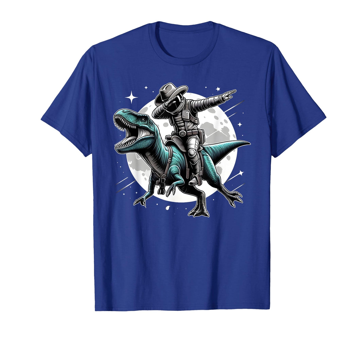 Dabbing Astronaut Cowboy T-Rex Dinosaur Space Halloween T-Shirt