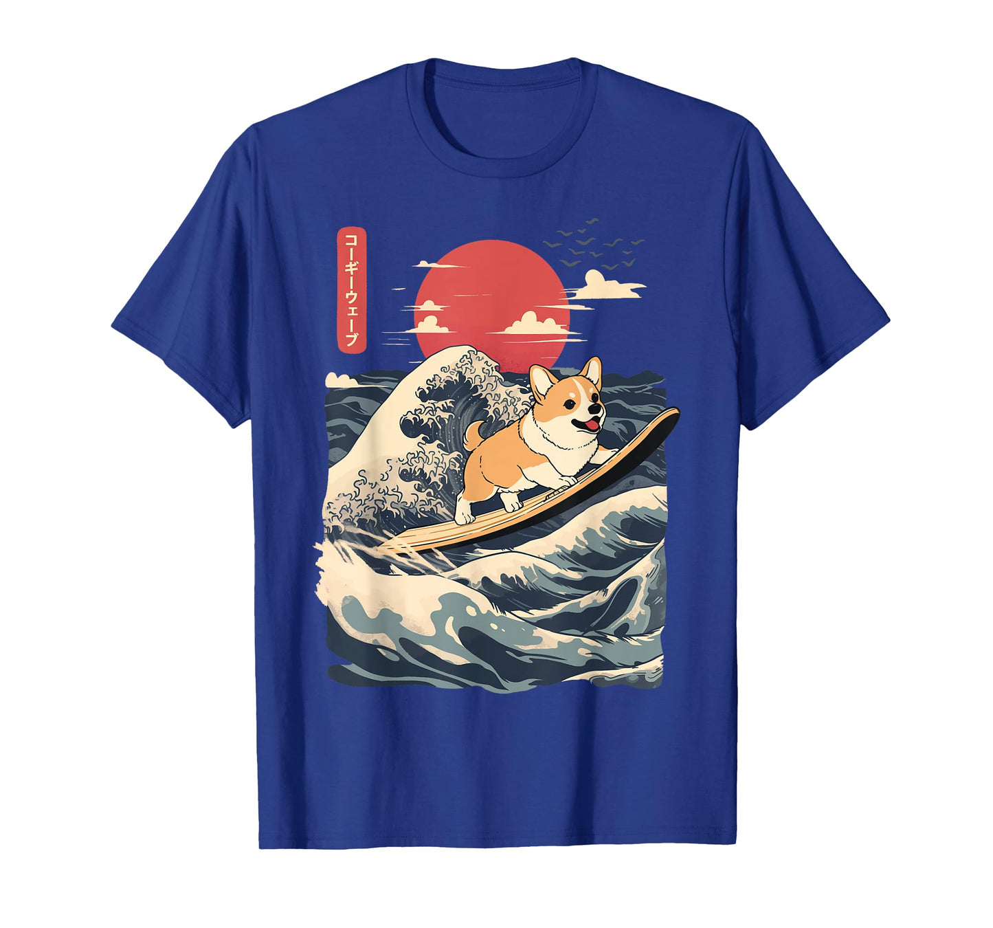 Corgi Surfing Japanese Wave T-Shirt