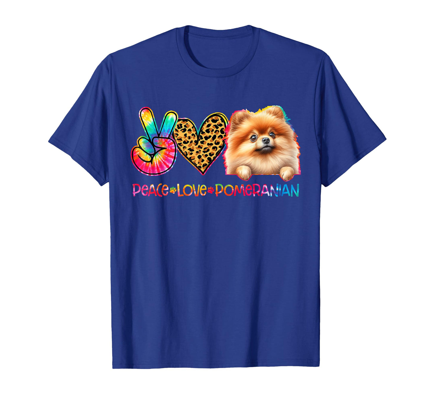 Peace Love Pomeranian Tie Dye Dog Lover T-Shirt