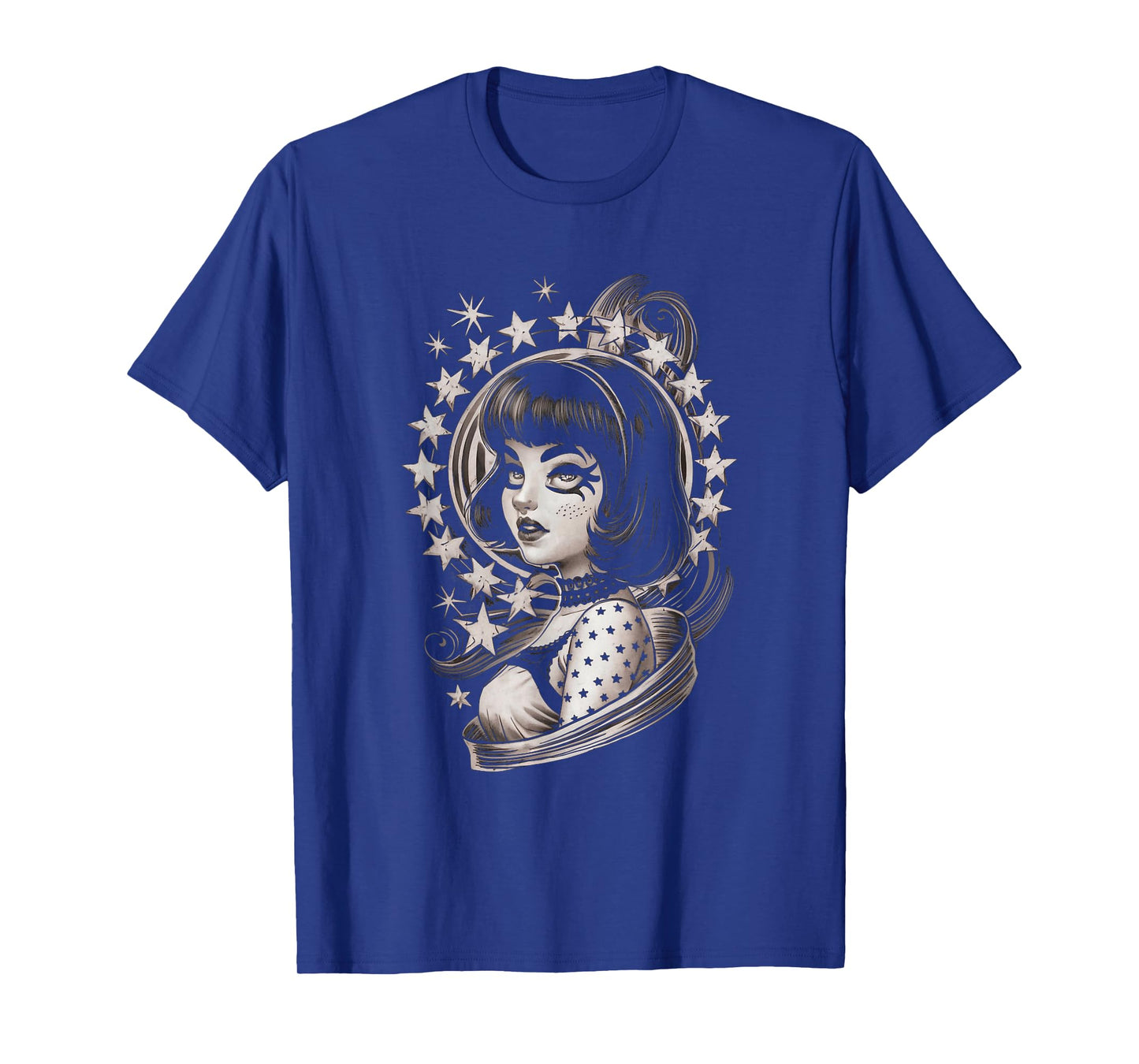 Vintage Tattoo Goth Girl Retro Rockabilly Art T-Shirt