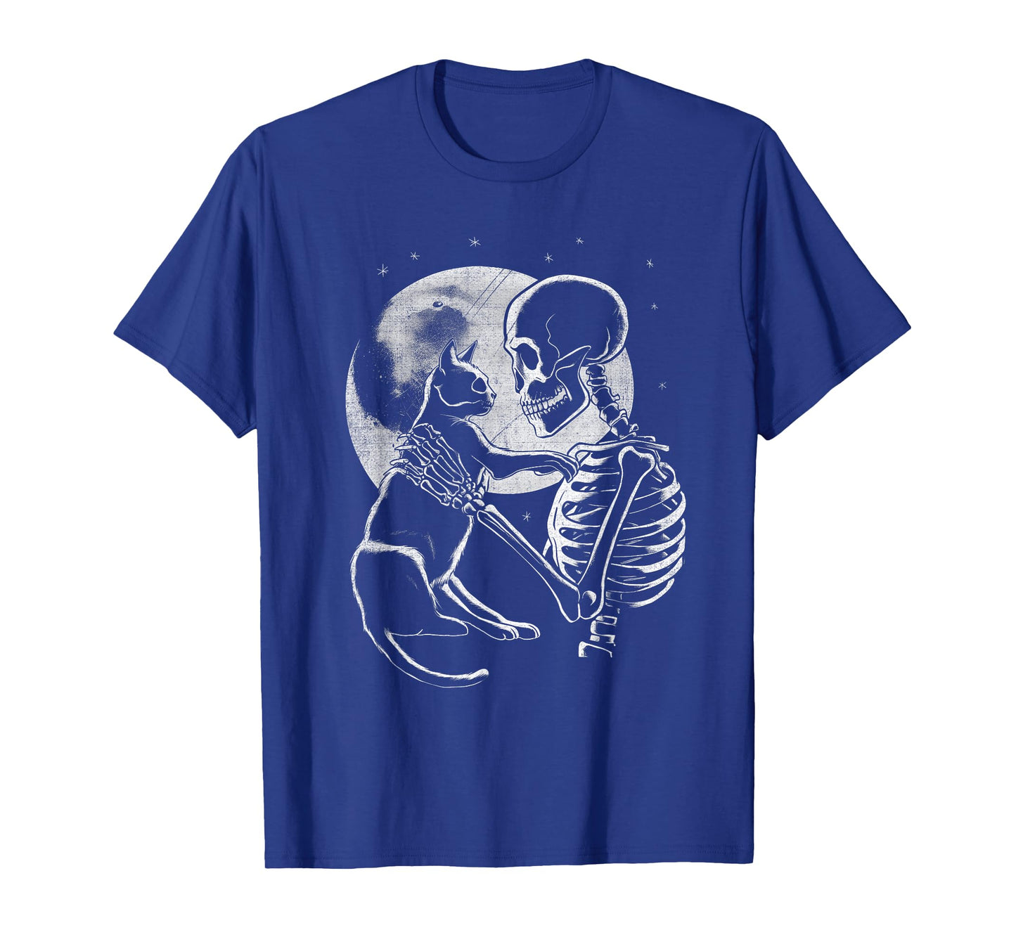 Skeleton Holding A Cat Funny Halloween Men Women Girl Kids T-Shirt