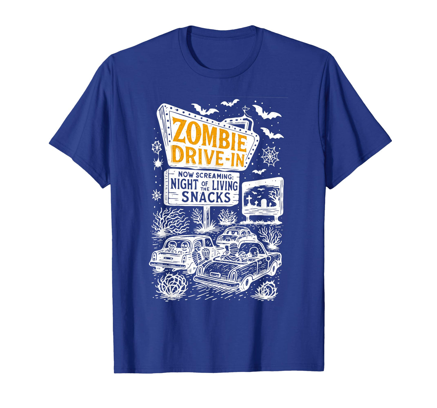 Retro Zombie Drive In Skeleton Movie Night Hotel Halloween T-Shirt