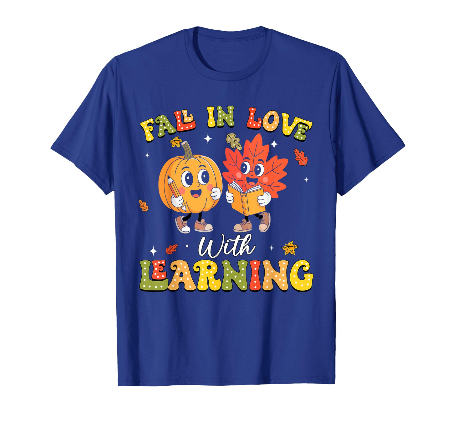 Groovy Fall In Love With Learning Autumn Pumpkin Teacher T-Shirt