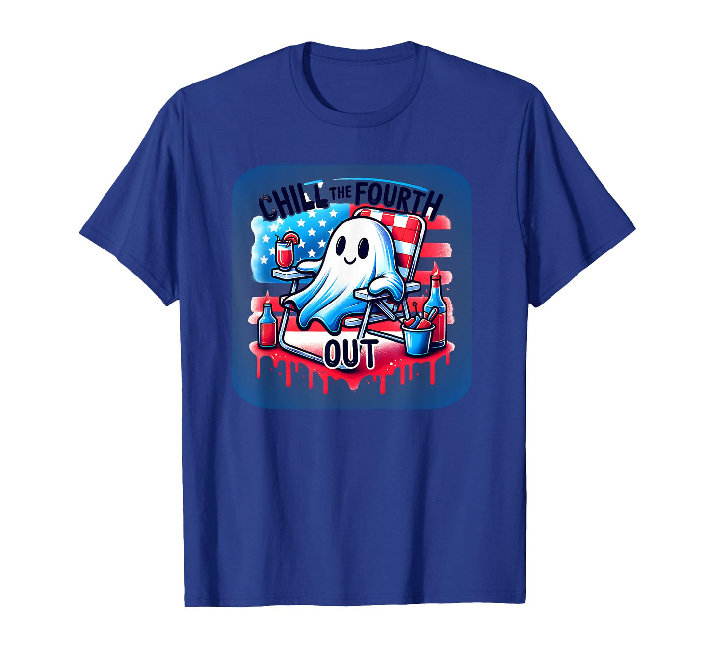 Chill the Fouth Out Cute Ghost Boos 4th July Patriotic USA T-Shirt